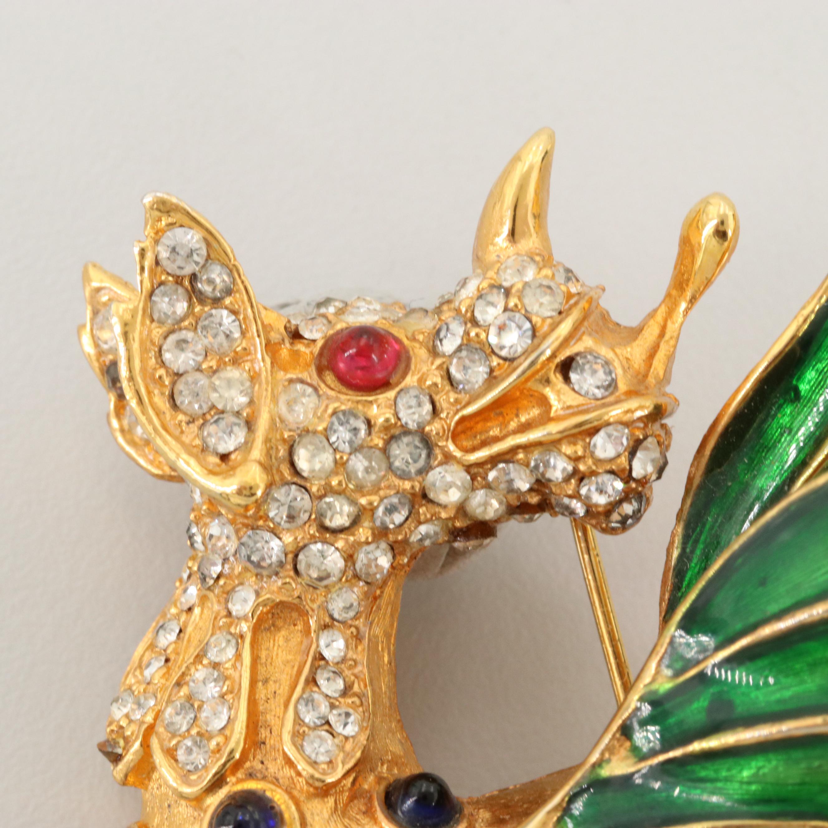 Vintage Enamel and Rhinestone Brooches Including Napier and Kennith Jay Lane