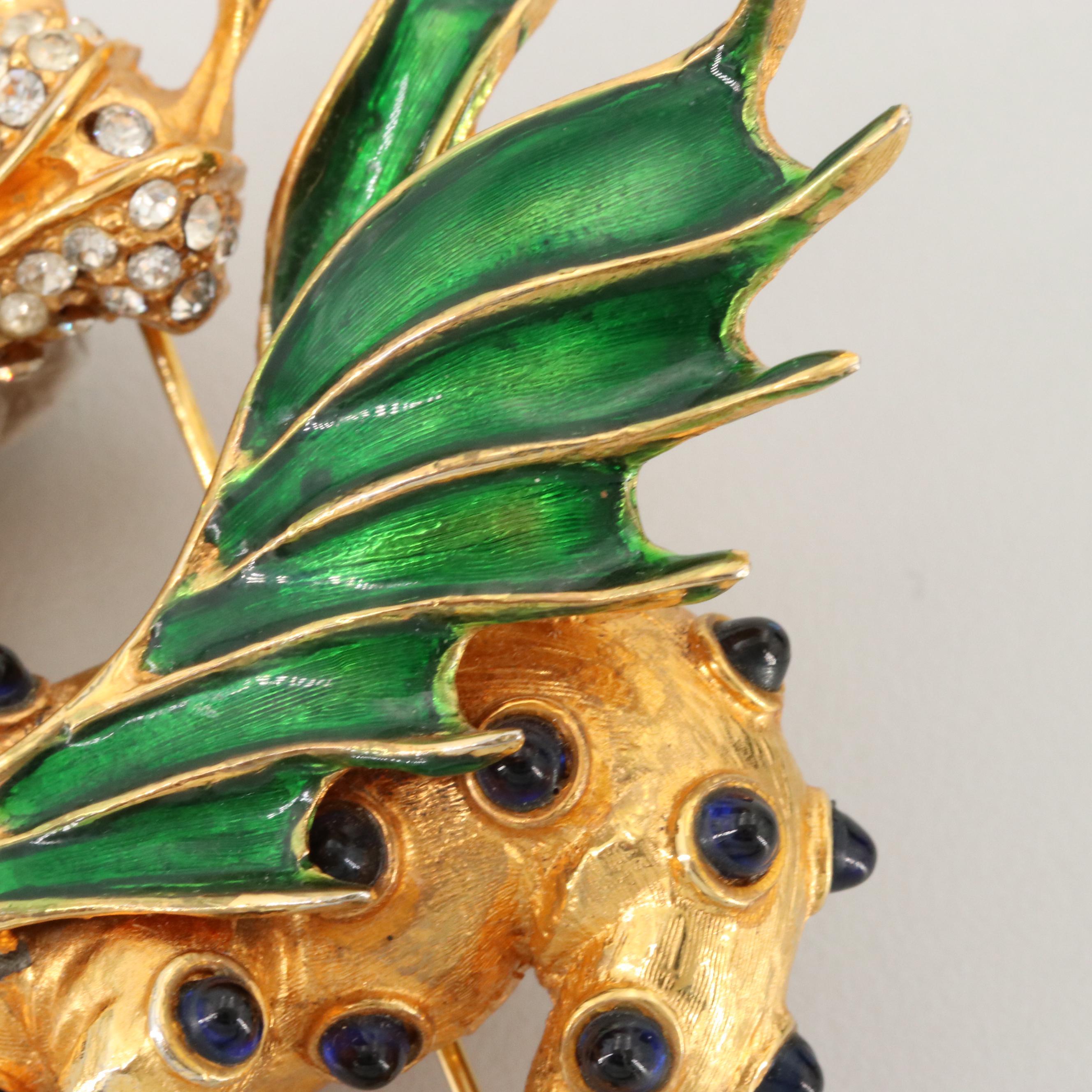 Vintage Enamel and Rhinestone Brooches Including Napier and Kennith Jay Lane