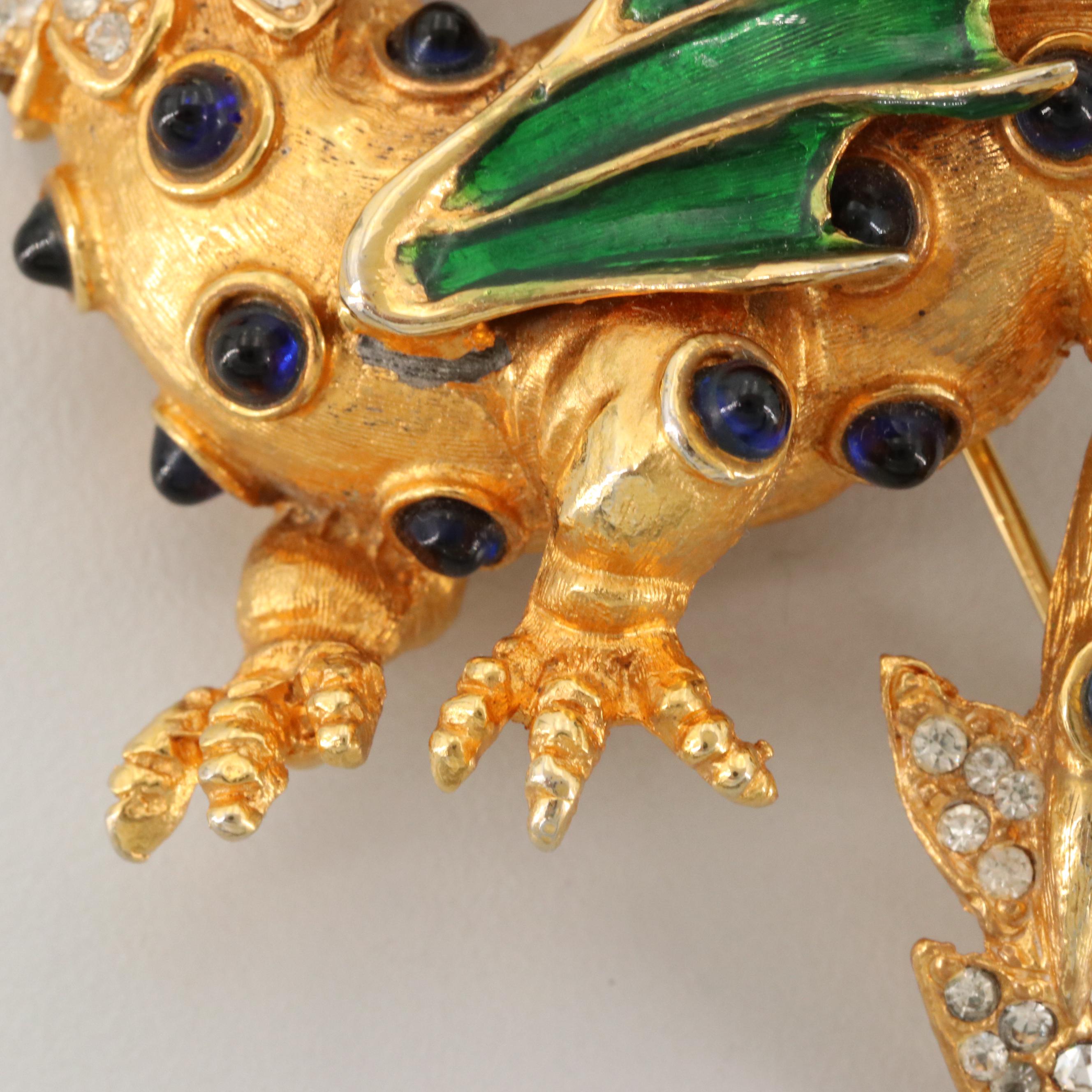 Vintage Enamel and Rhinestone Brooches Including Napier and Kennith Jay Lane