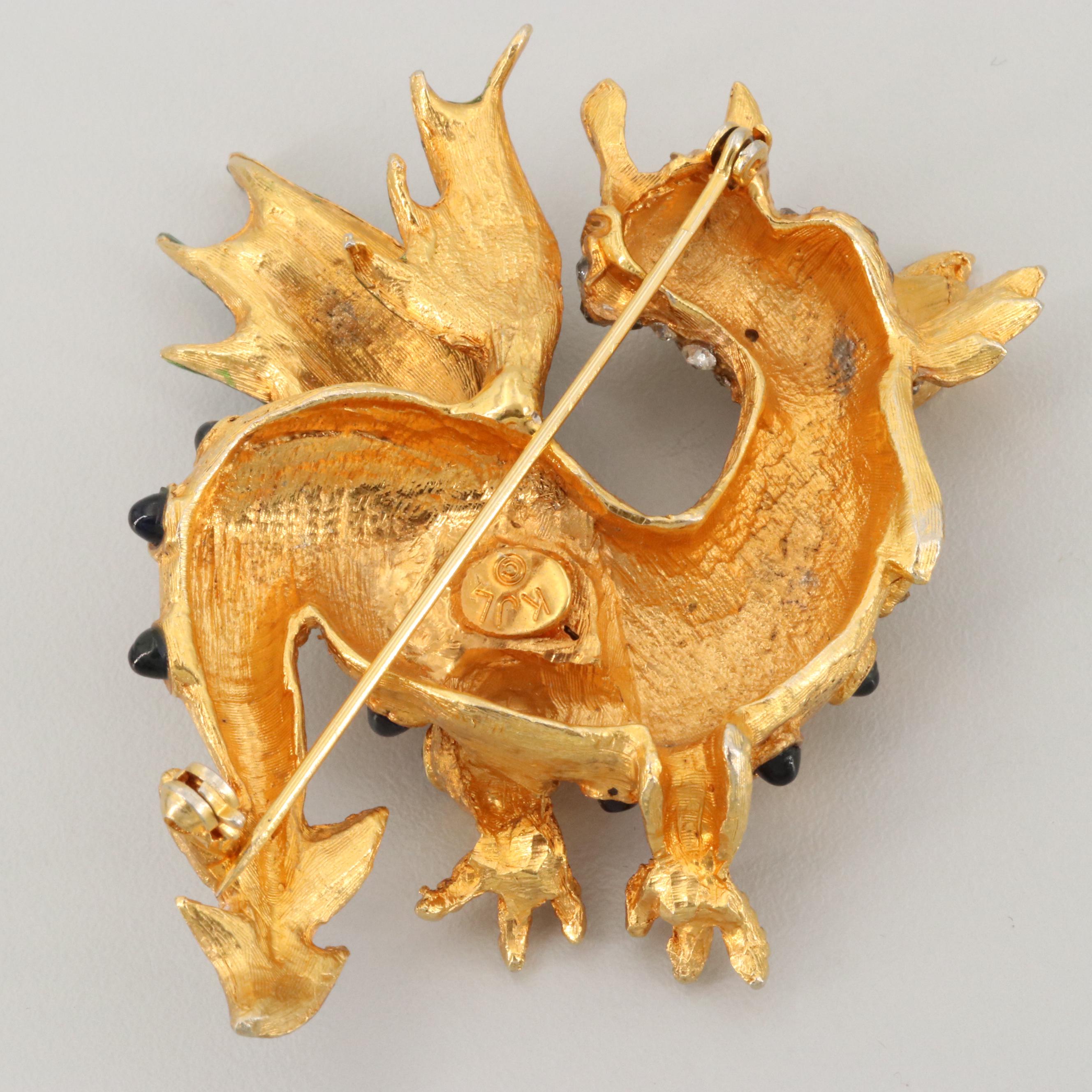 Vintage Enamel and Rhinestone Brooches Including Napier and Kennith Jay Lane