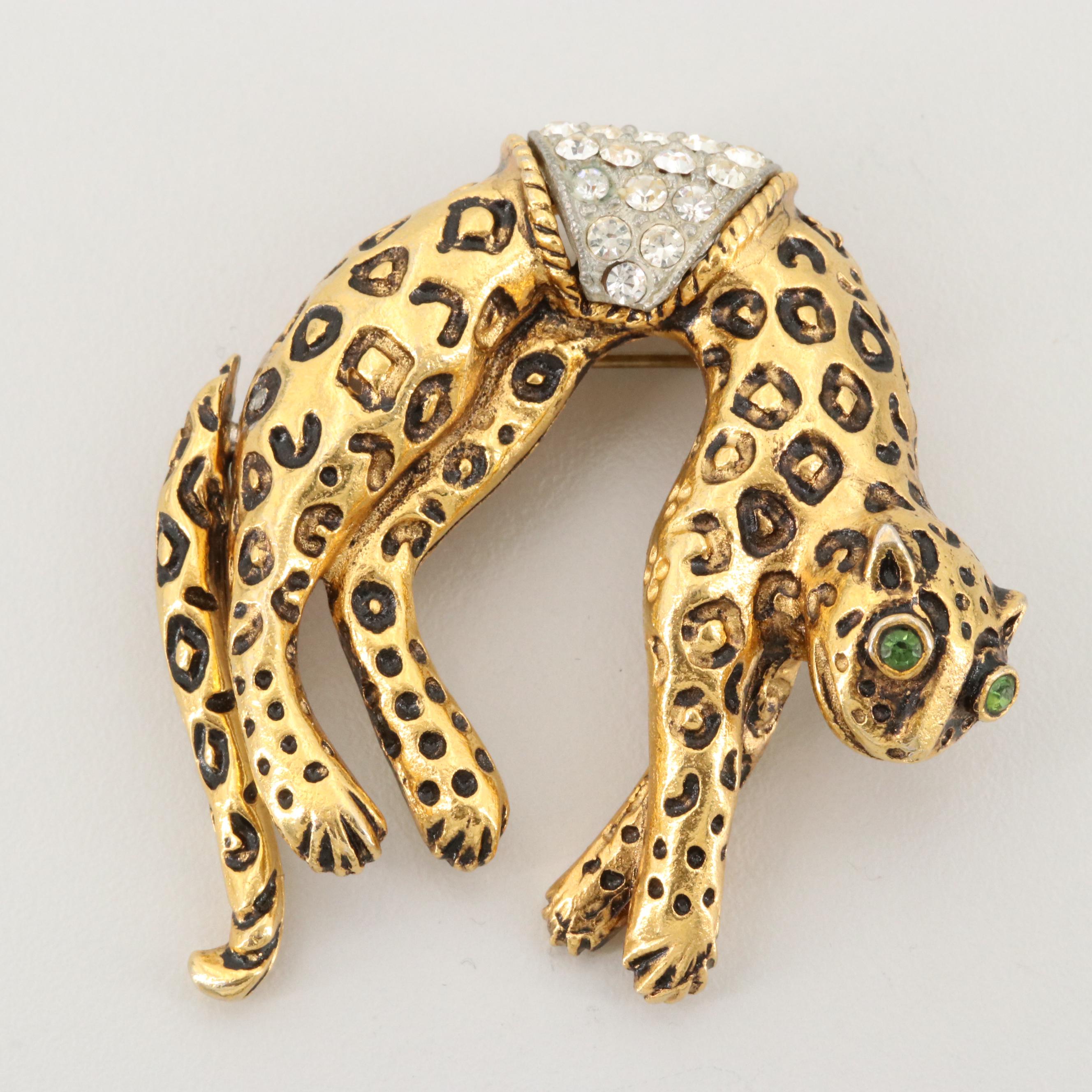 Vintage Enamel and Rhinestone Brooches Including Napier and Kennith Jay Lane