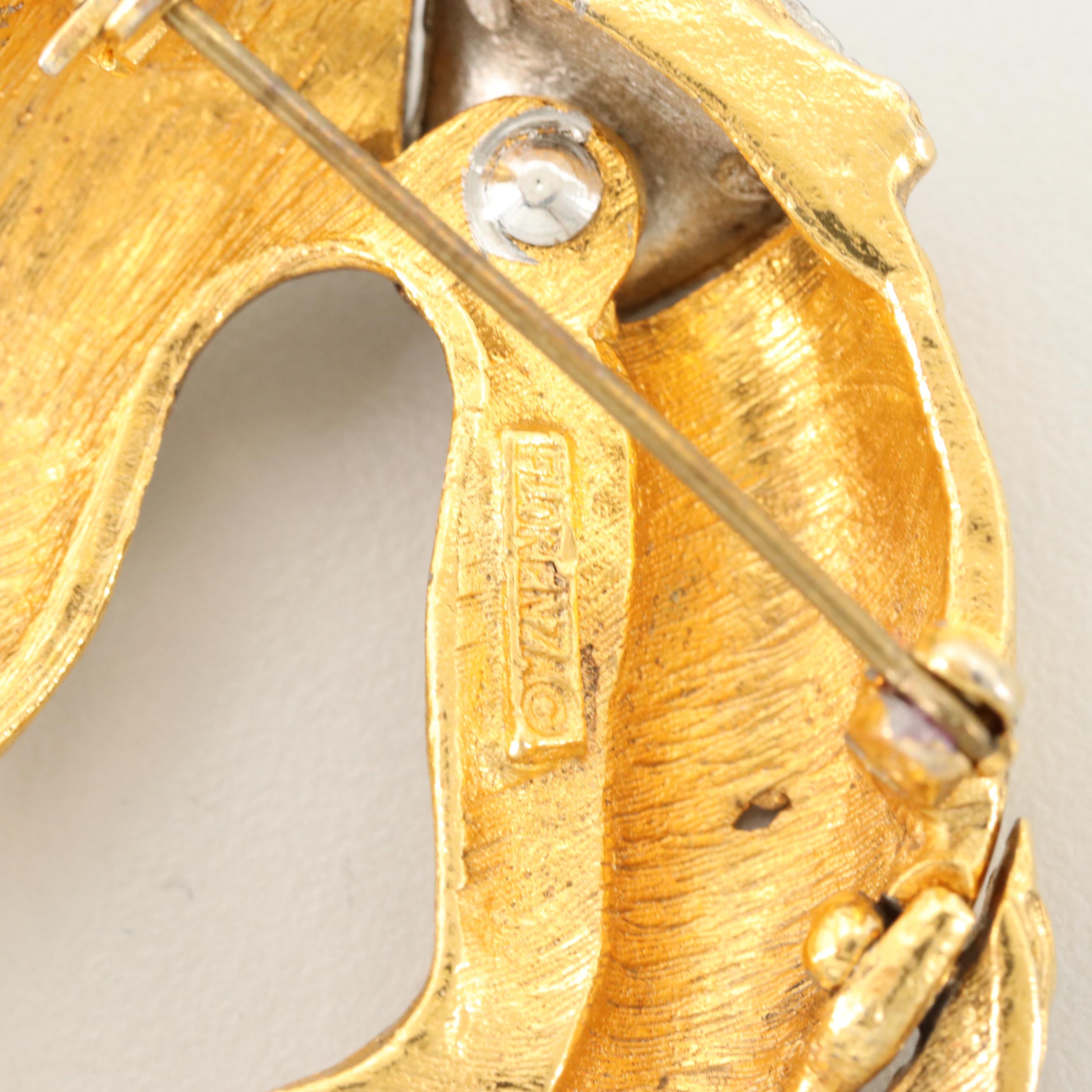 Vintage Enamel and Rhinestone Brooches Including Napier and Kennith Jay Lane