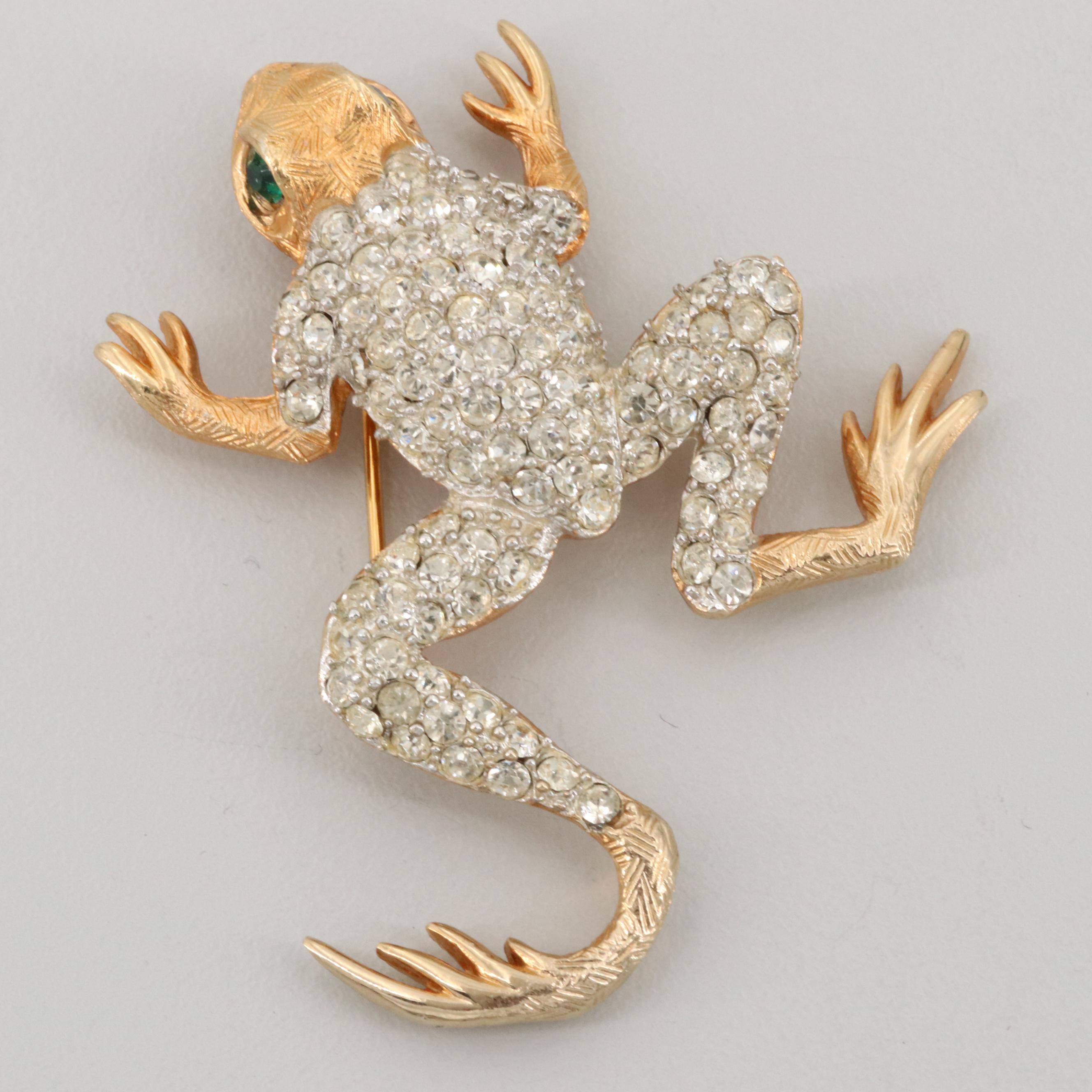 Vintage Enamel and Rhinestone Brooches Including Napier and Kennith Jay Lane