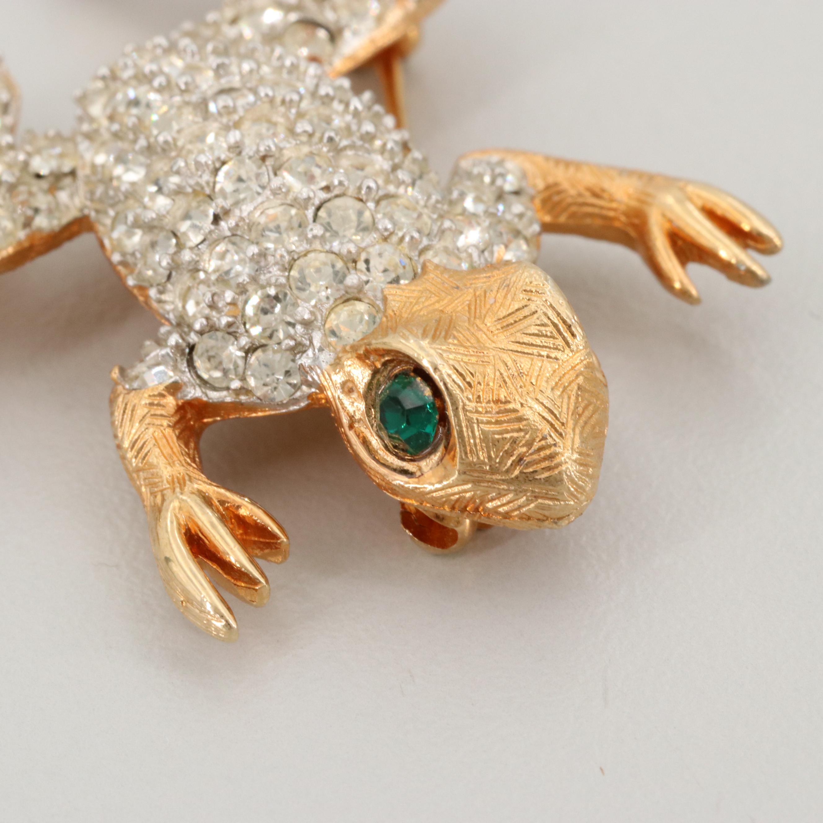 Vintage Enamel and Rhinestone Brooches Including Napier and Kennith Jay Lane