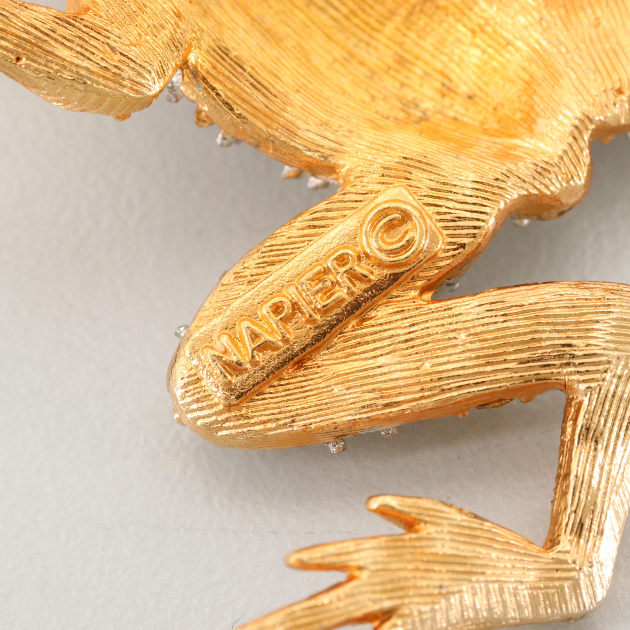 Vintage Enamel and Rhinestone Brooches Including Napier and Kennith Jay Lane