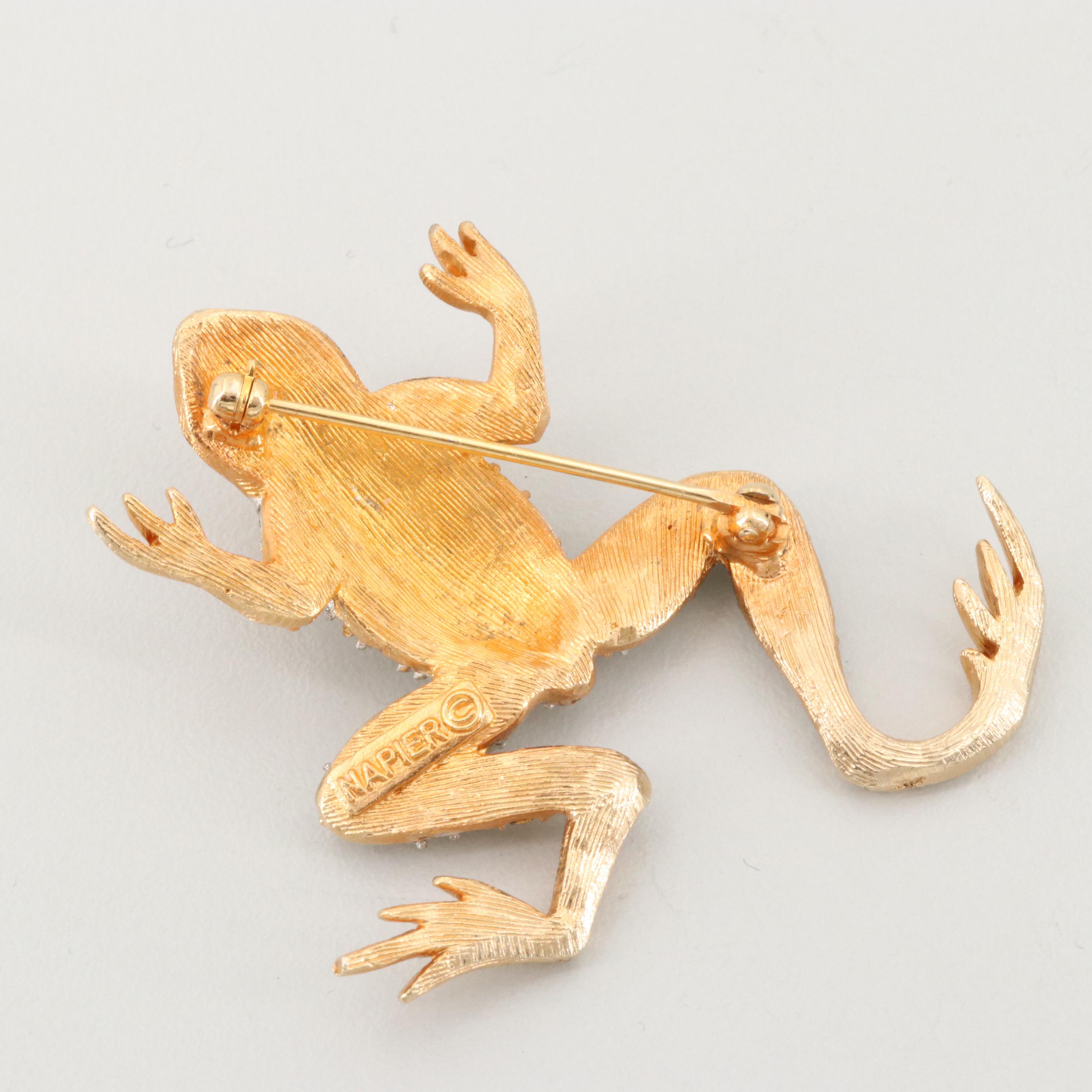 Vintage Enamel and Rhinestone Brooches Including Napier and Kennith Jay Lane