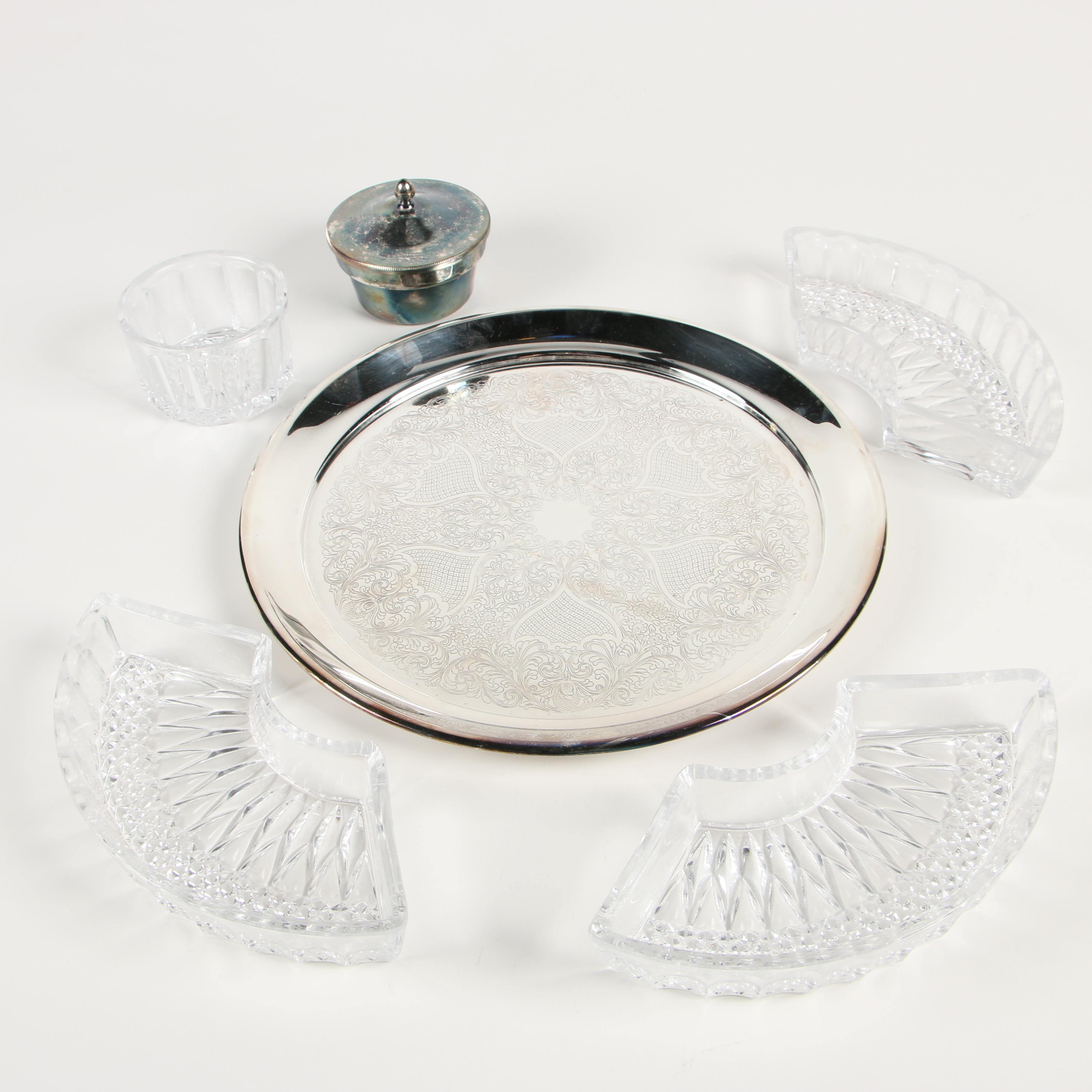 Vintage Silver Plate Serveware Including W.M. Mounts and Barker Brothers