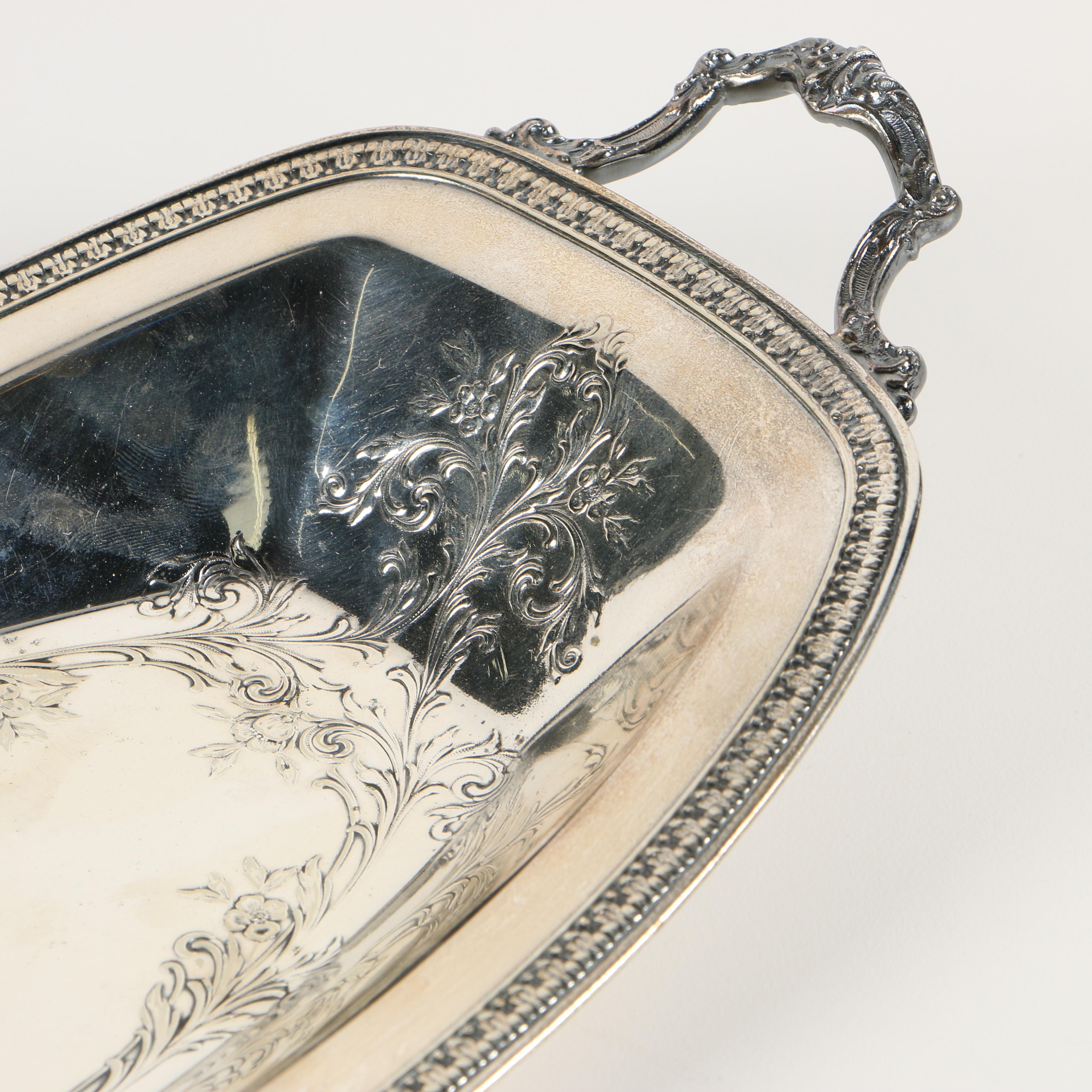 Vintage Silver Plate Serveware Including W.M. Mounts and Barker Brothers