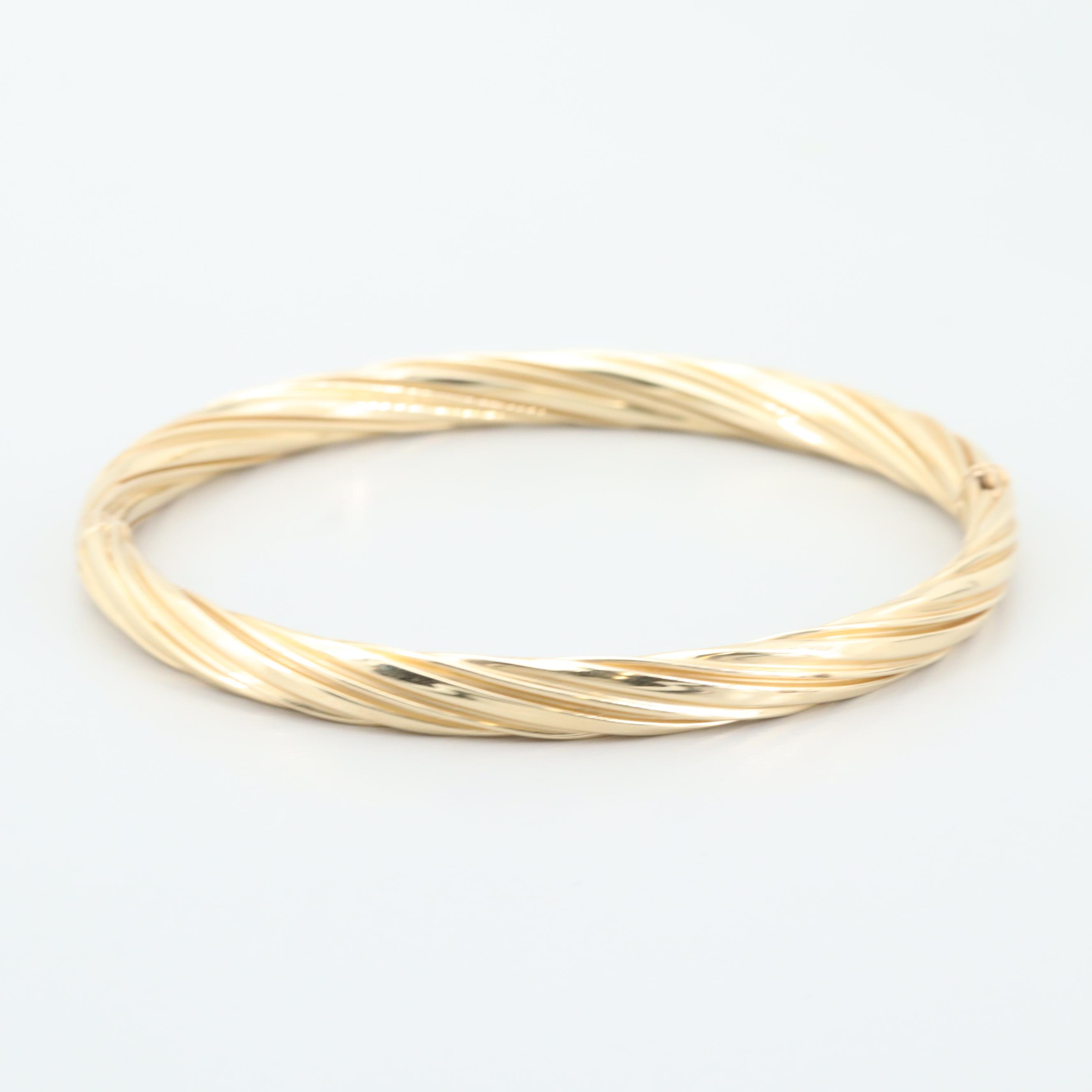 14K Yellow Gold Twisted Bangle Bracelet