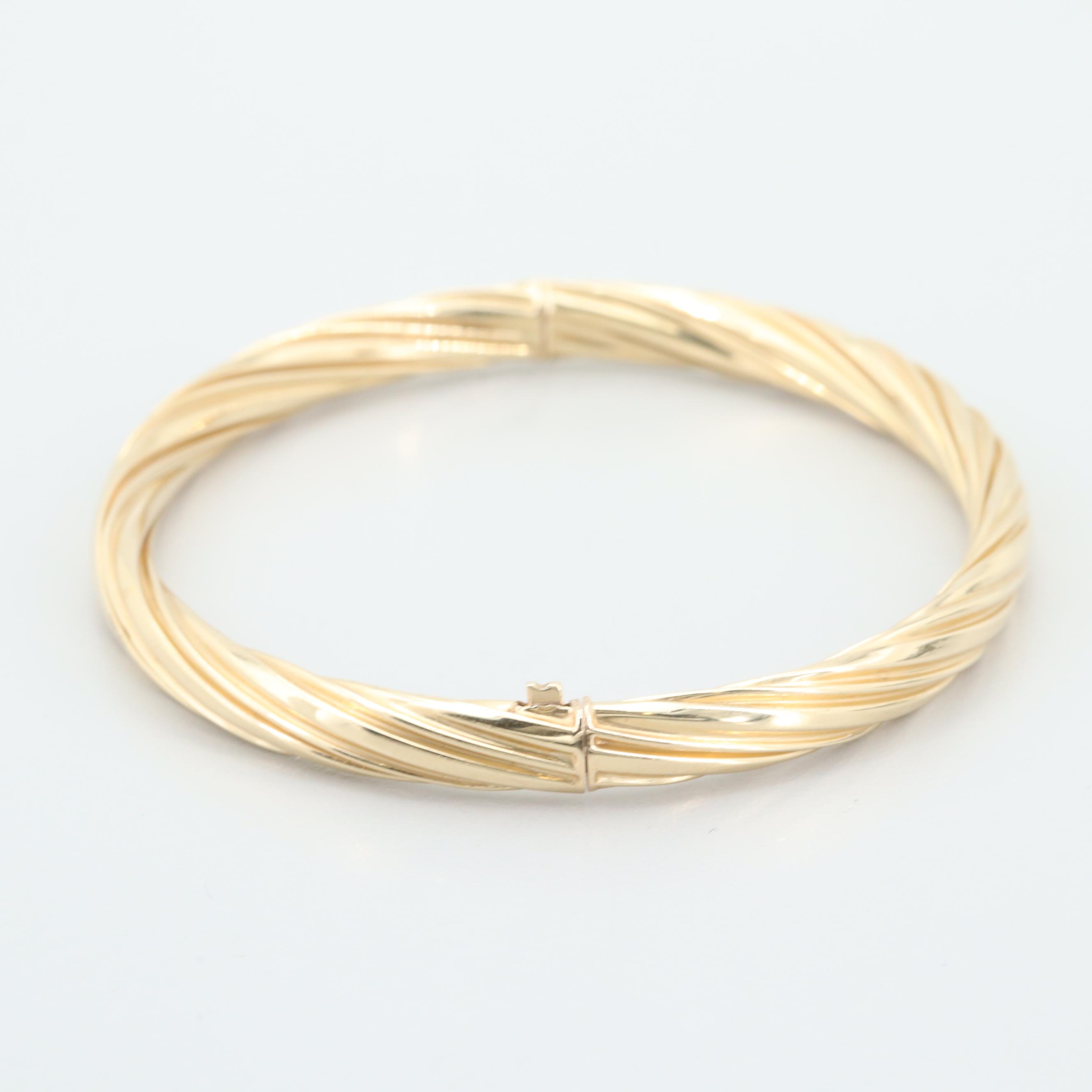 14K Yellow Gold Twisted Bangle Bracelet