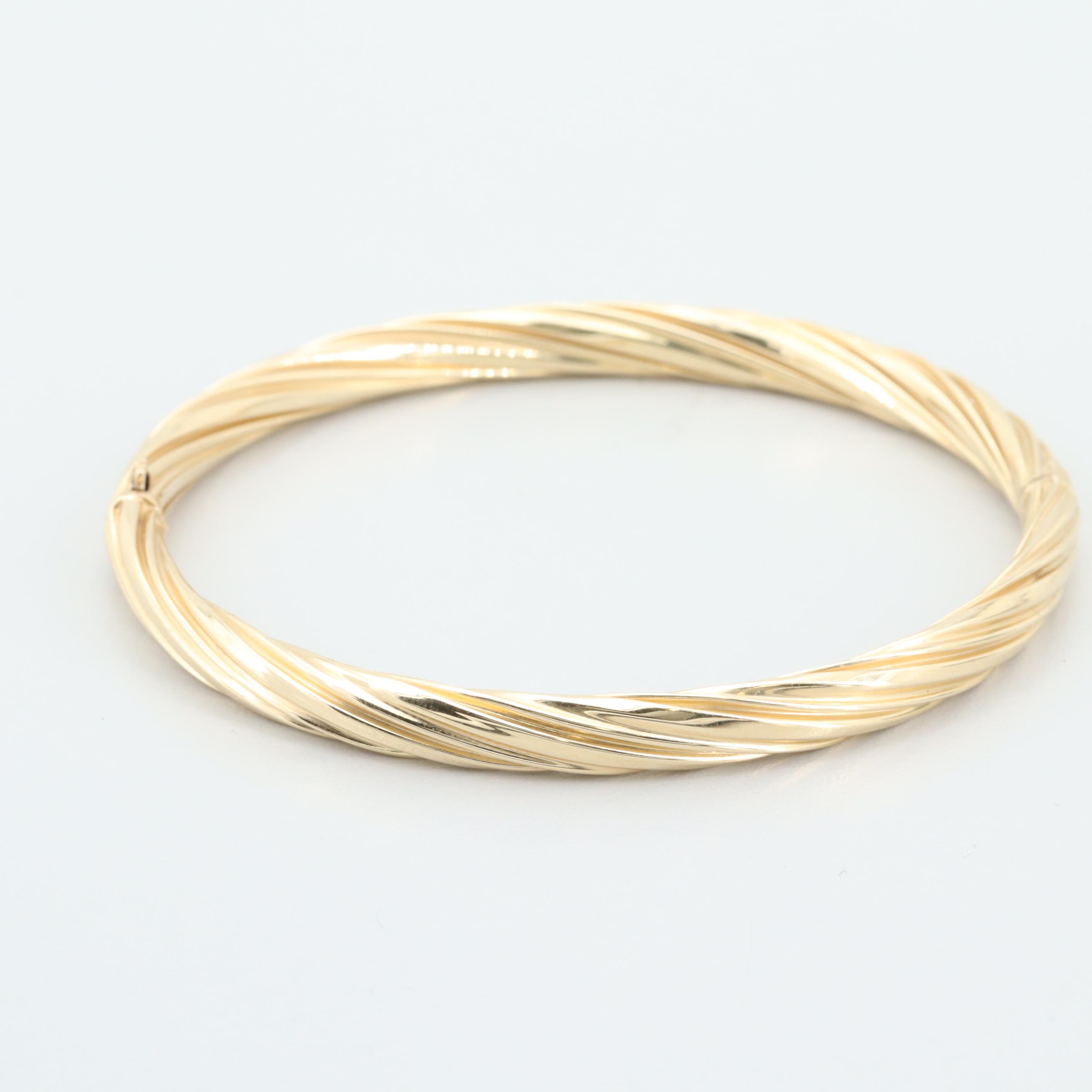 14K Yellow Gold Twisted Bangle Bracelet