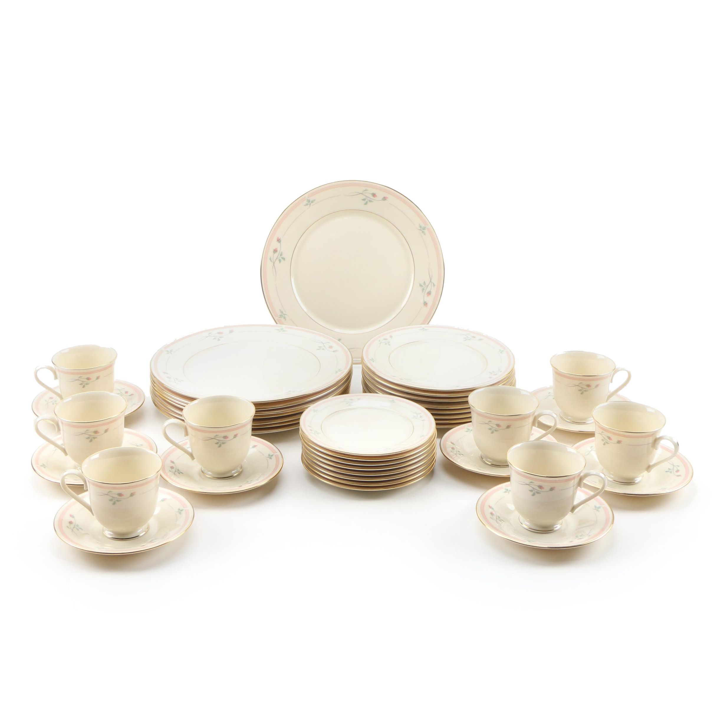 Lenox "Rose Manor Pink" China Dinnerware for Eight, 1985 - 1999