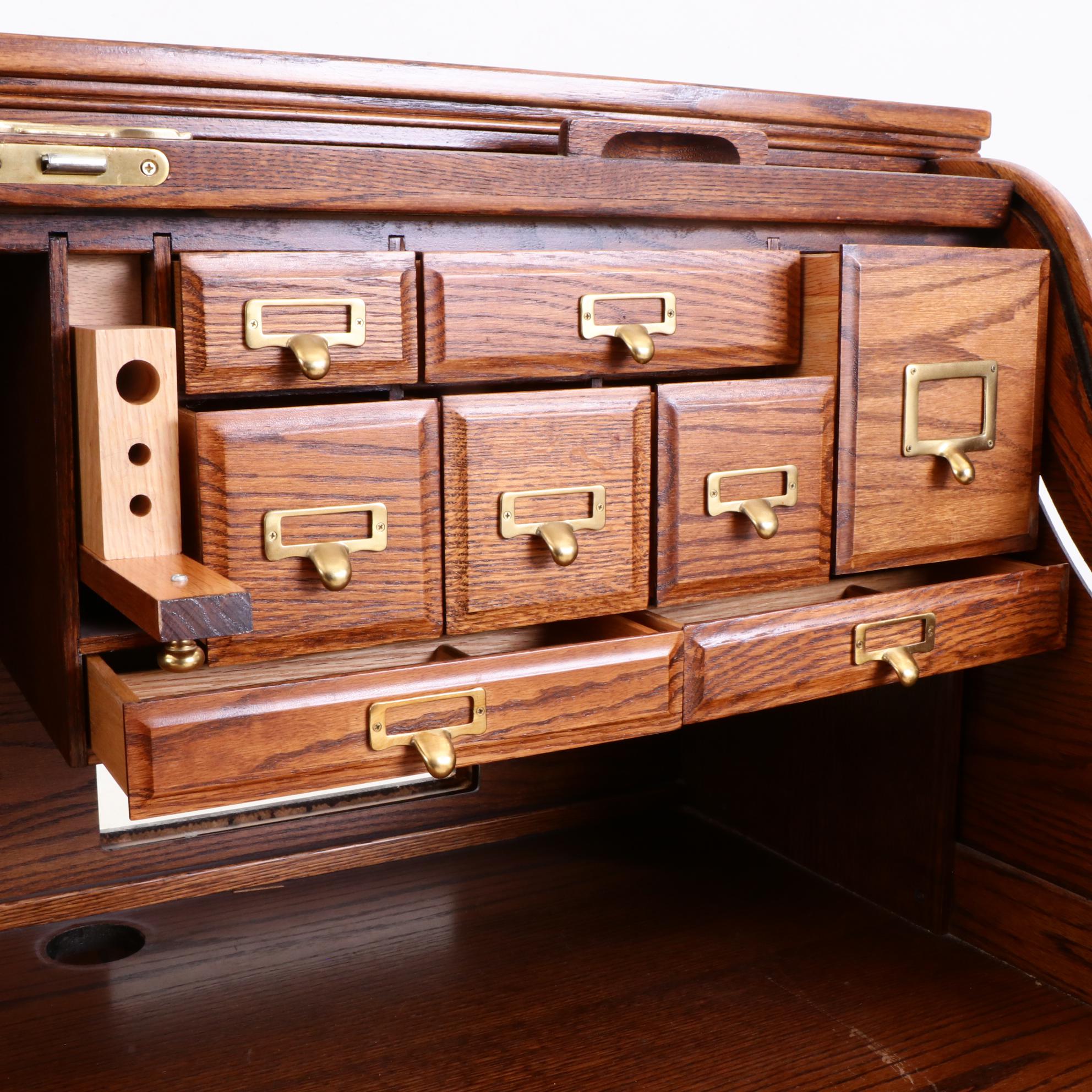 Oak Roll-Top Keyboard Desk by Winners Only, Late 20th Century