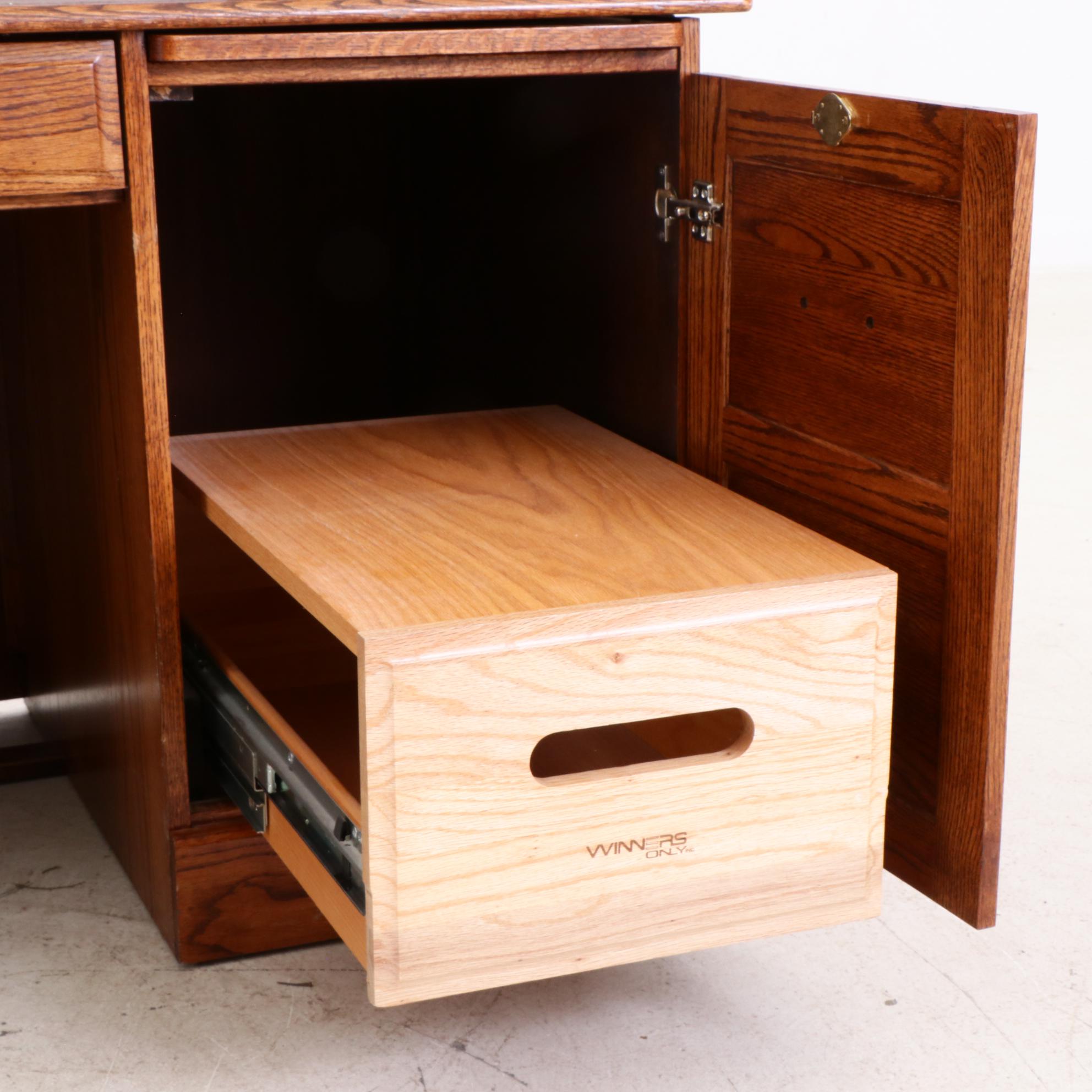 Oak Roll-Top Keyboard Desk by Winners Only, Late 20th Century