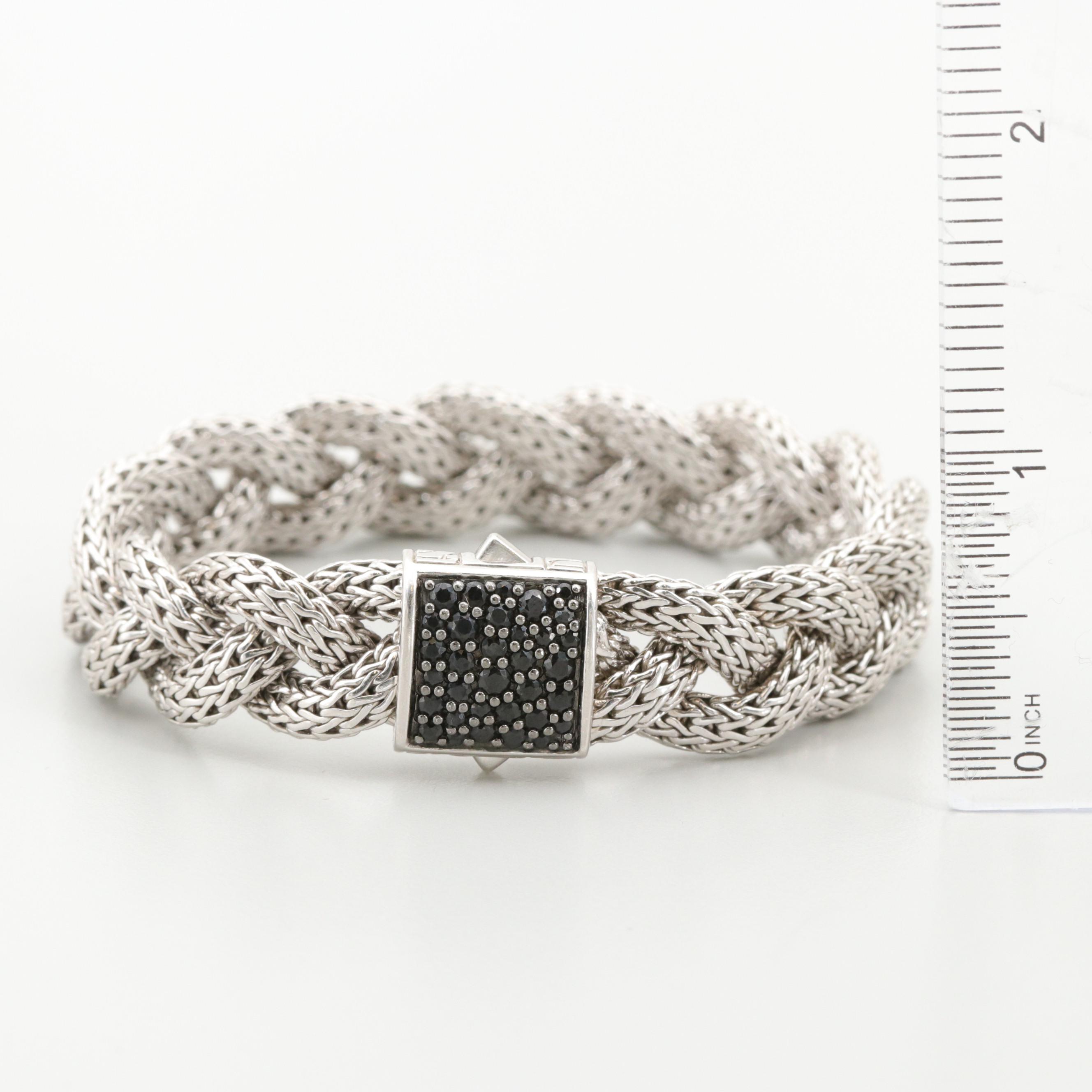 John Hardy Sterling Black Sapphire Classic Chain Collection Braided Bracelet