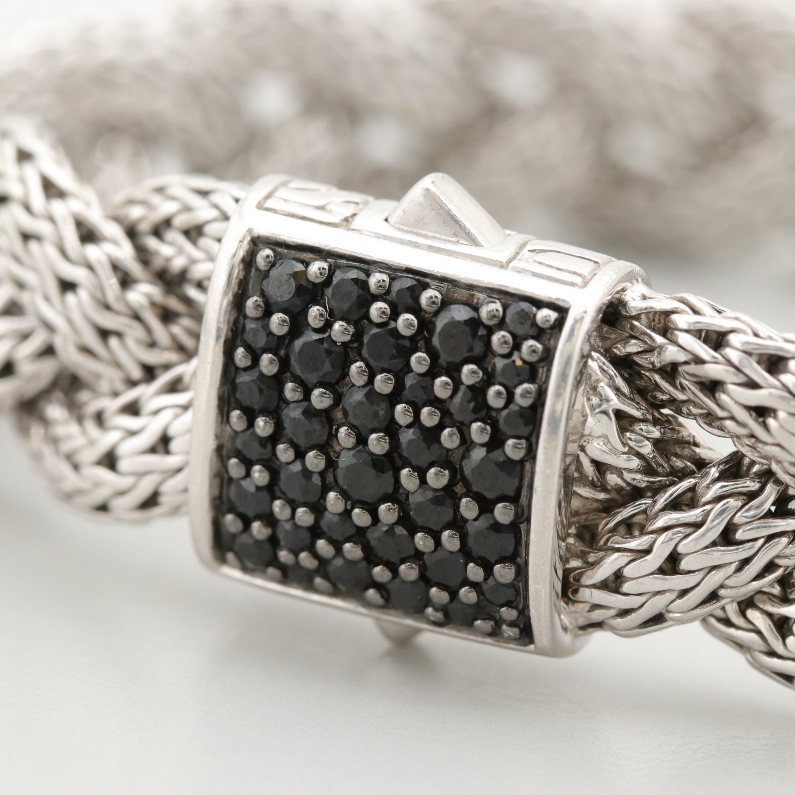 John Hardy Sterling Black Sapphire Classic Chain Collection Braided Bracelet
