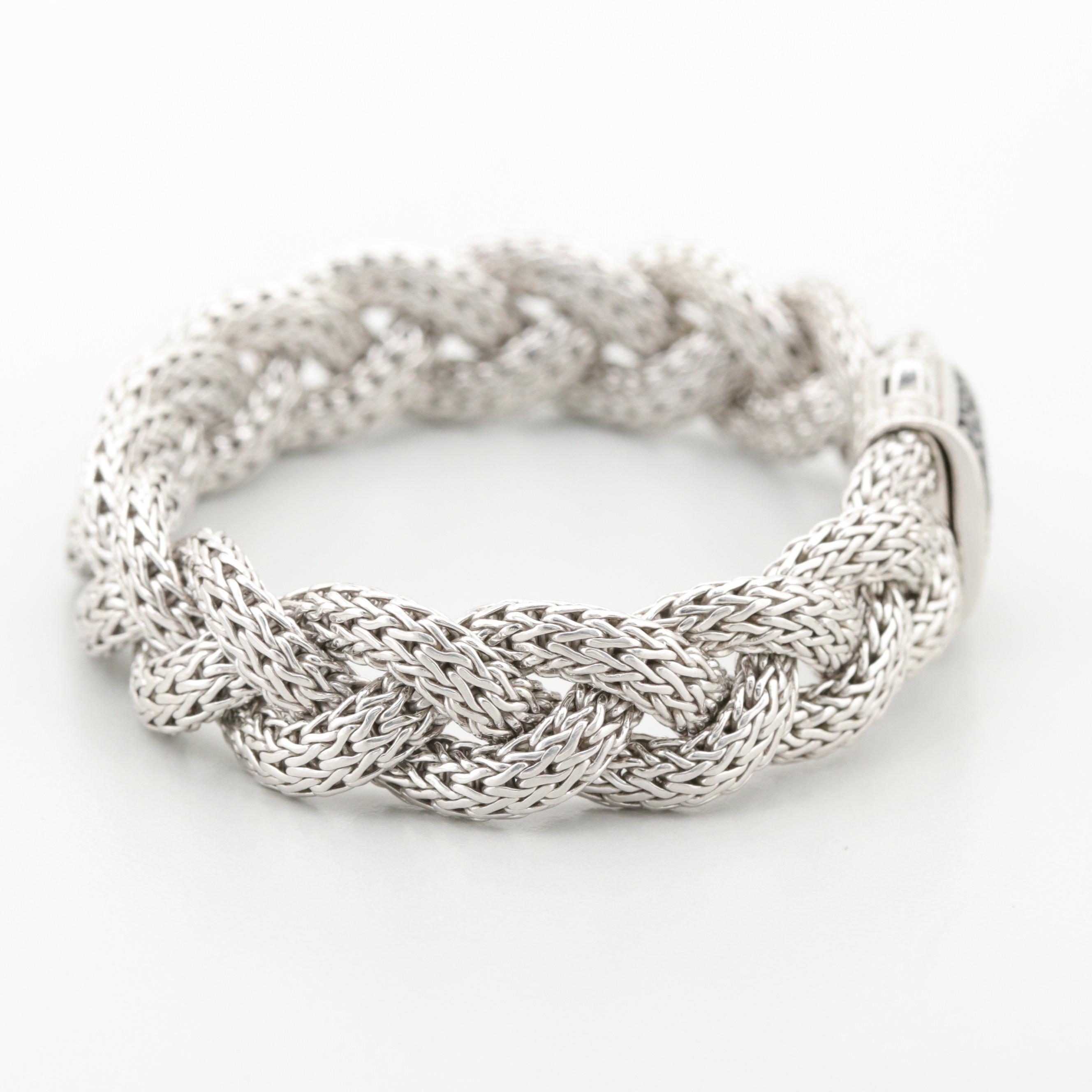 John Hardy Sterling Black Sapphire Classic Chain Collection Braided Bracelet