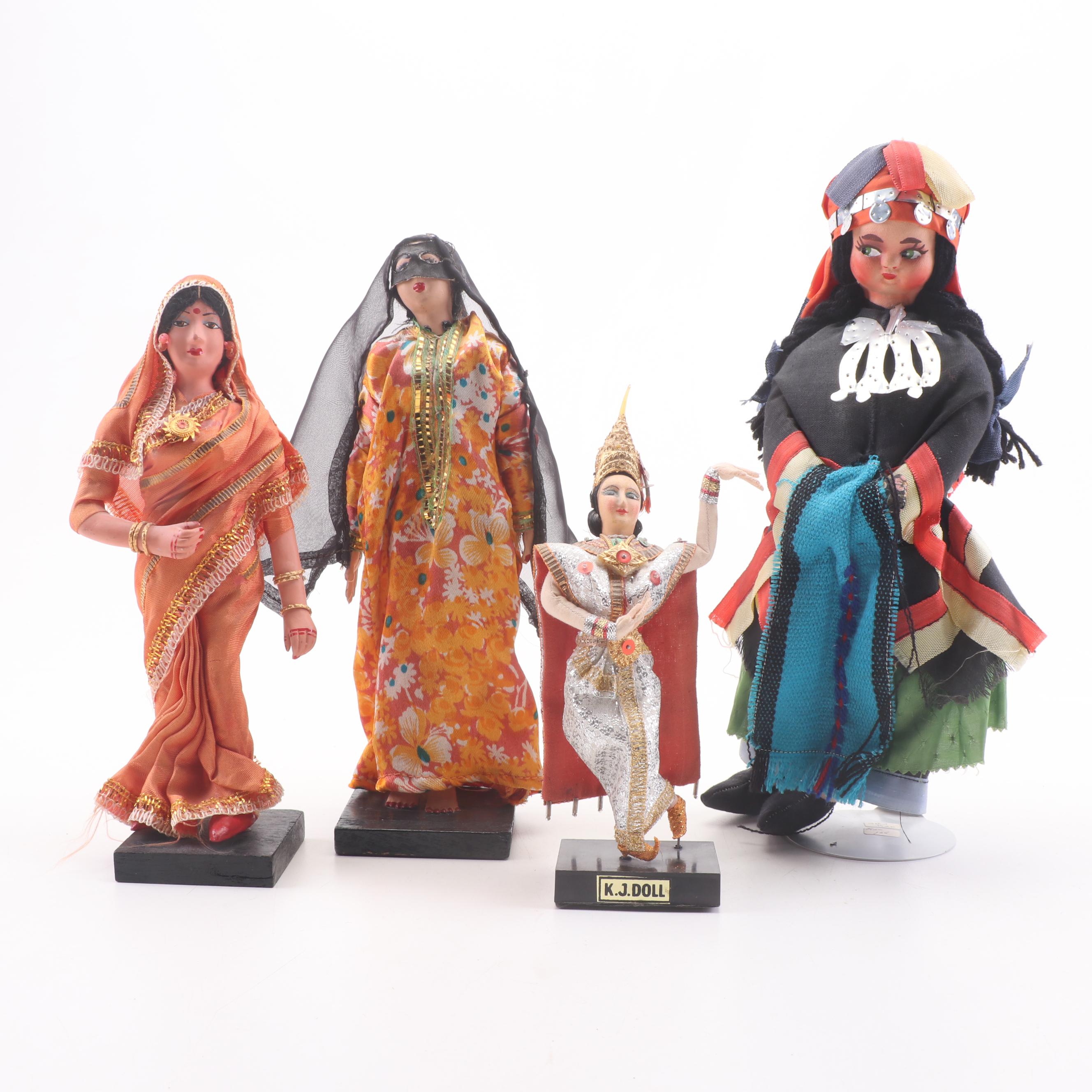Dolls in Cultural Costumes Including Middle East and Southeast Asia