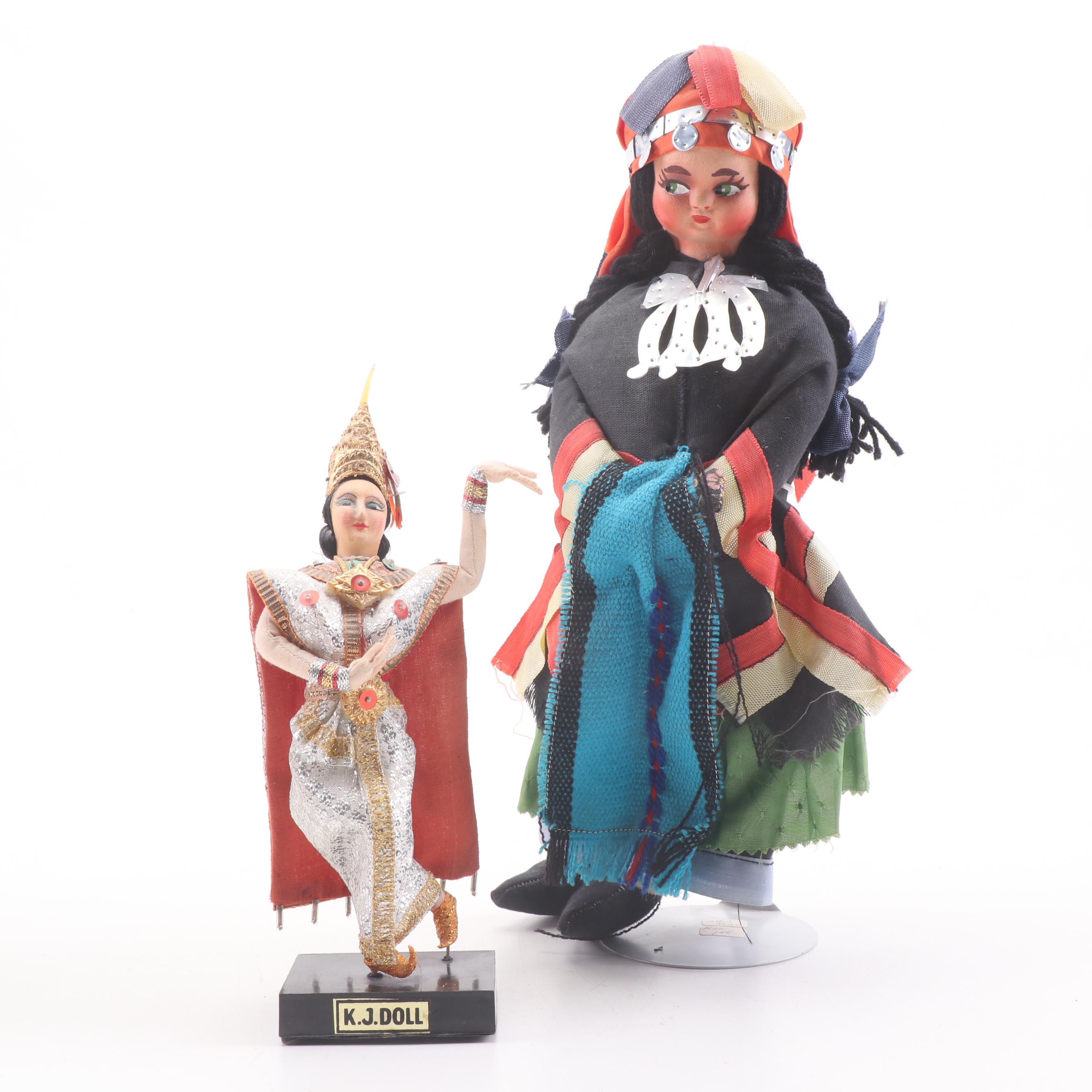 Dolls in Cultural Costumes Including Middle East and Southeast Asia