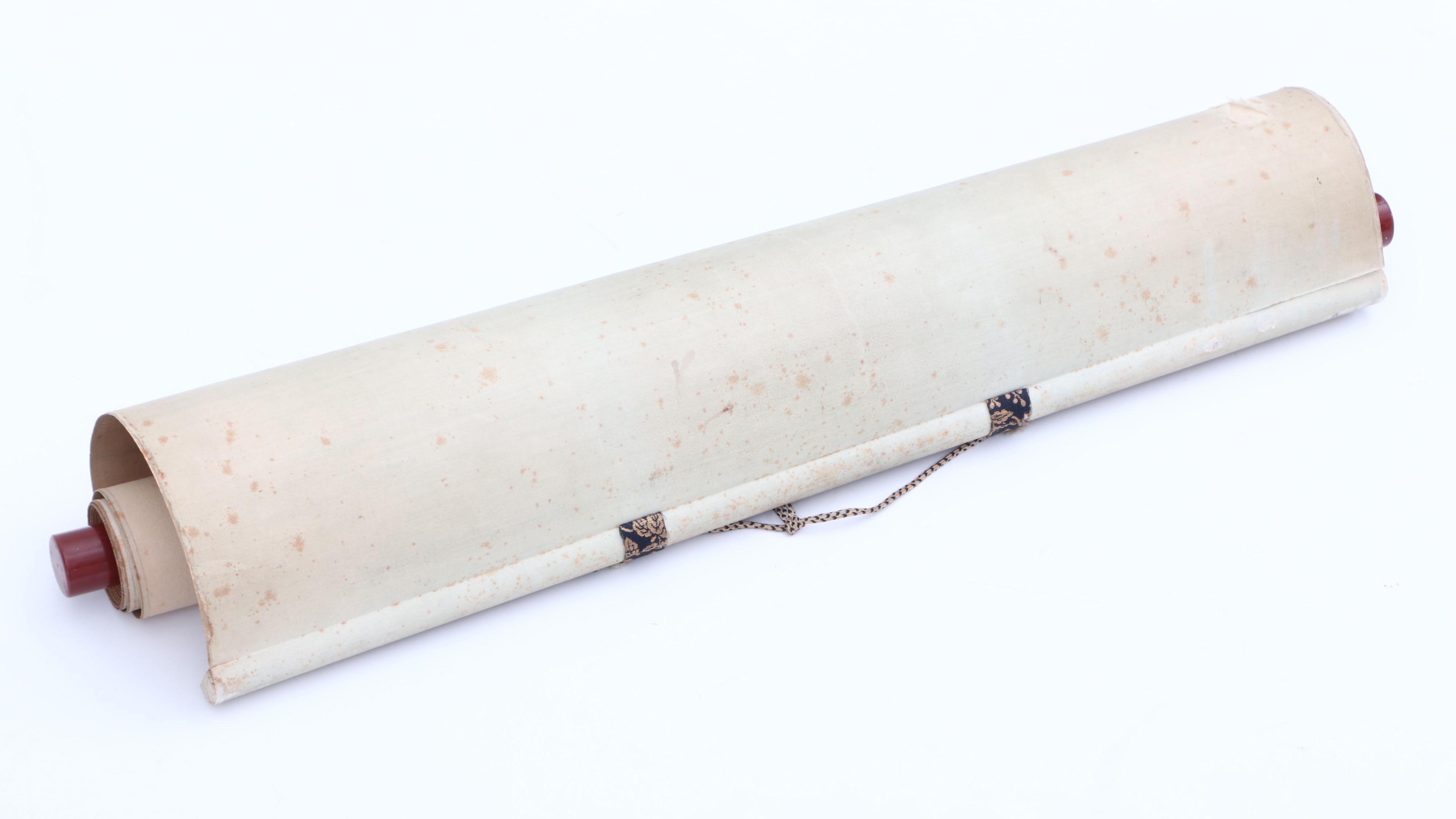 Chinese Hand Painted Hanging Scroll of Woman and her Attendants