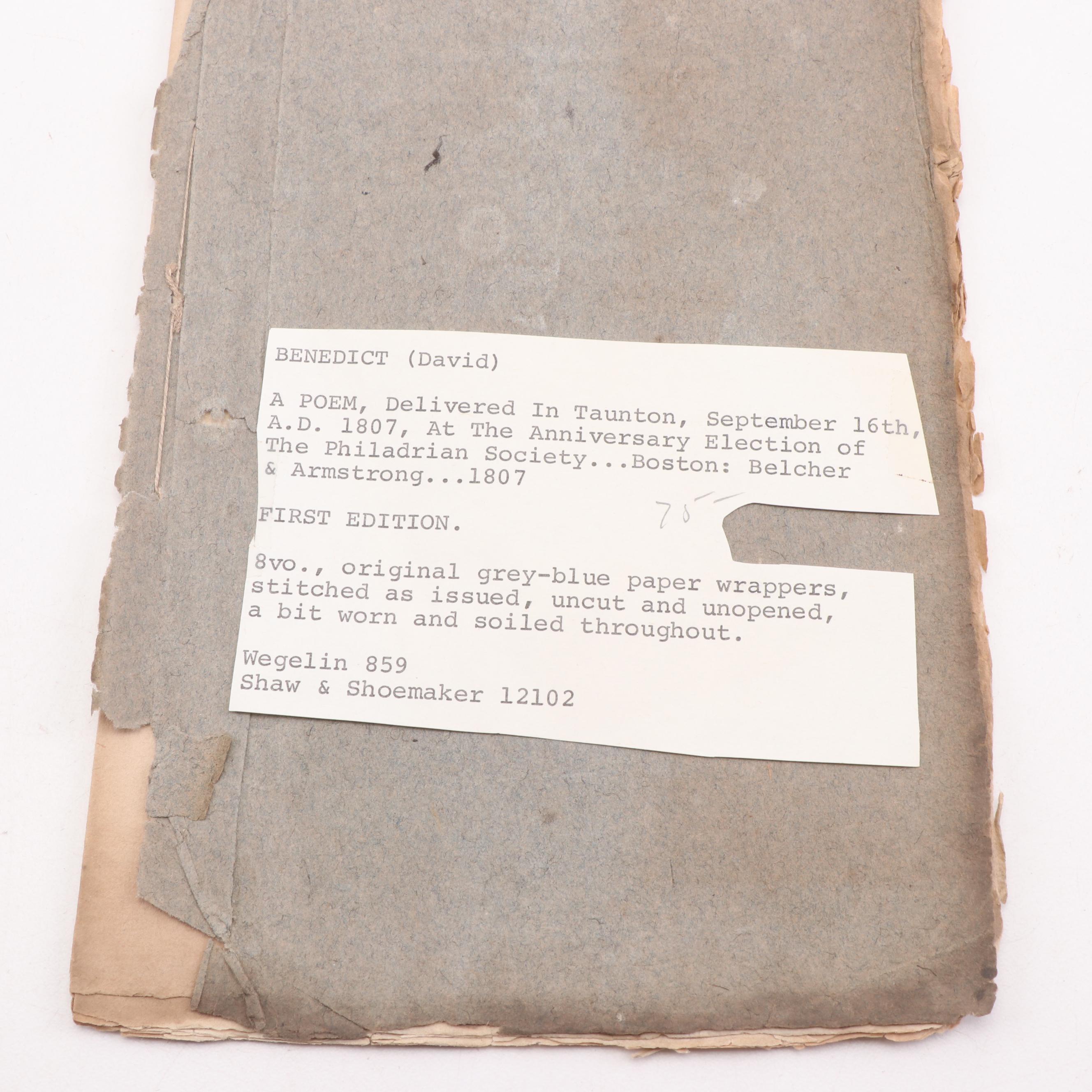 1807 "A Poem Delivered in Taunton" and 1856 "Hasty Pudding" Chapbooks