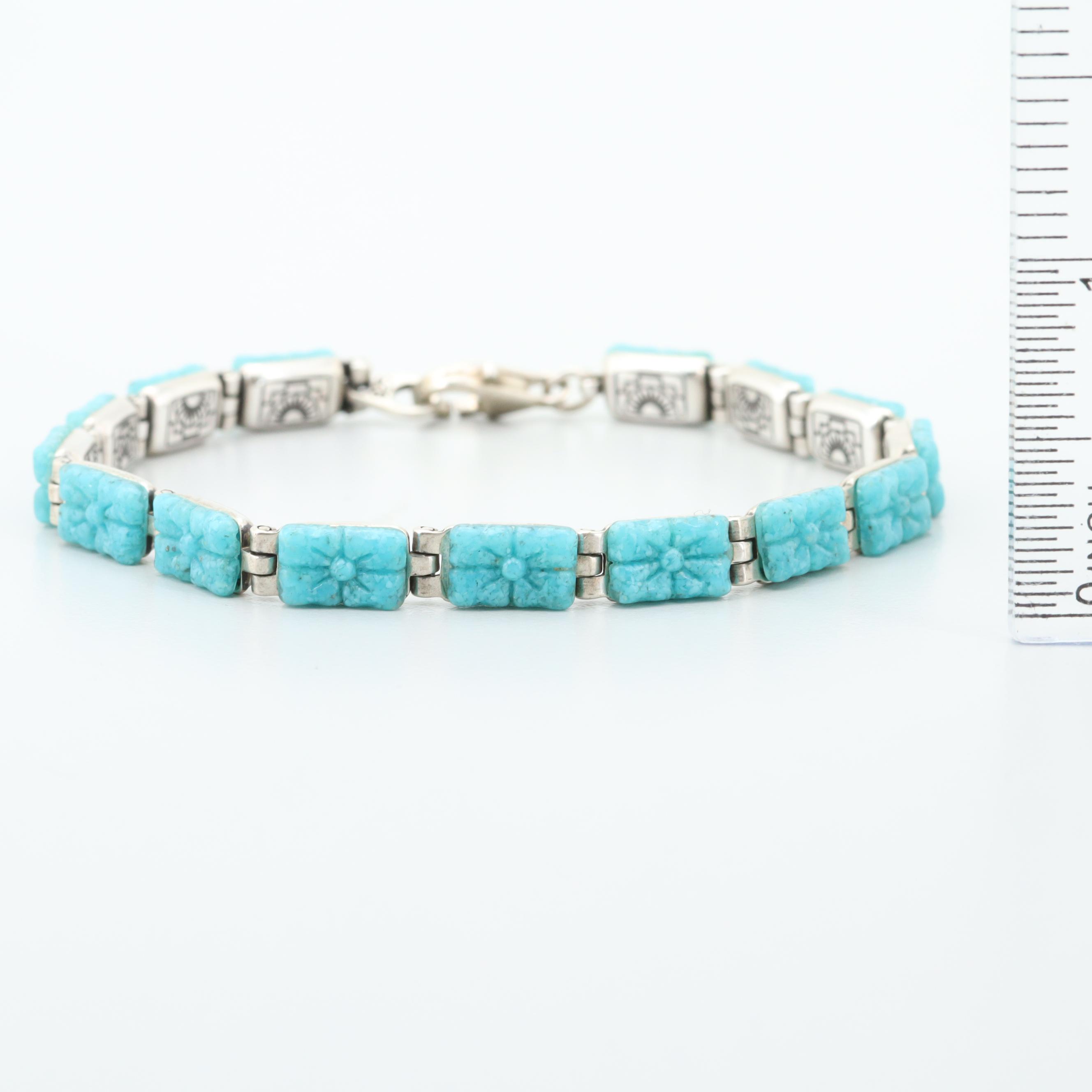 Sterling Silver and Imitation Turquoise Bracelet