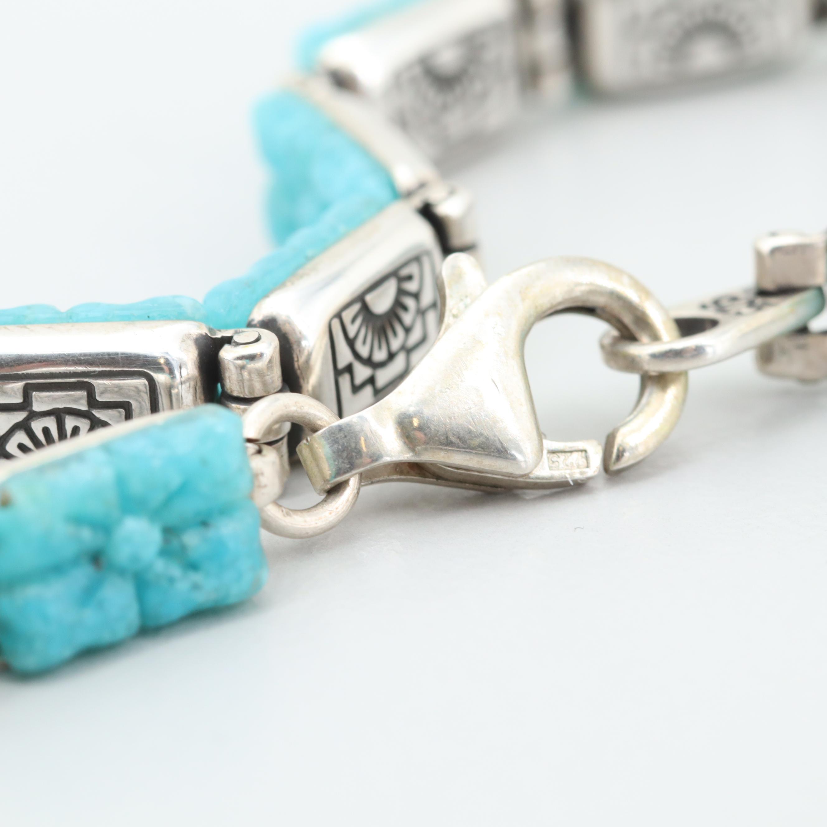 Sterling Silver and Imitation Turquoise Bracelet