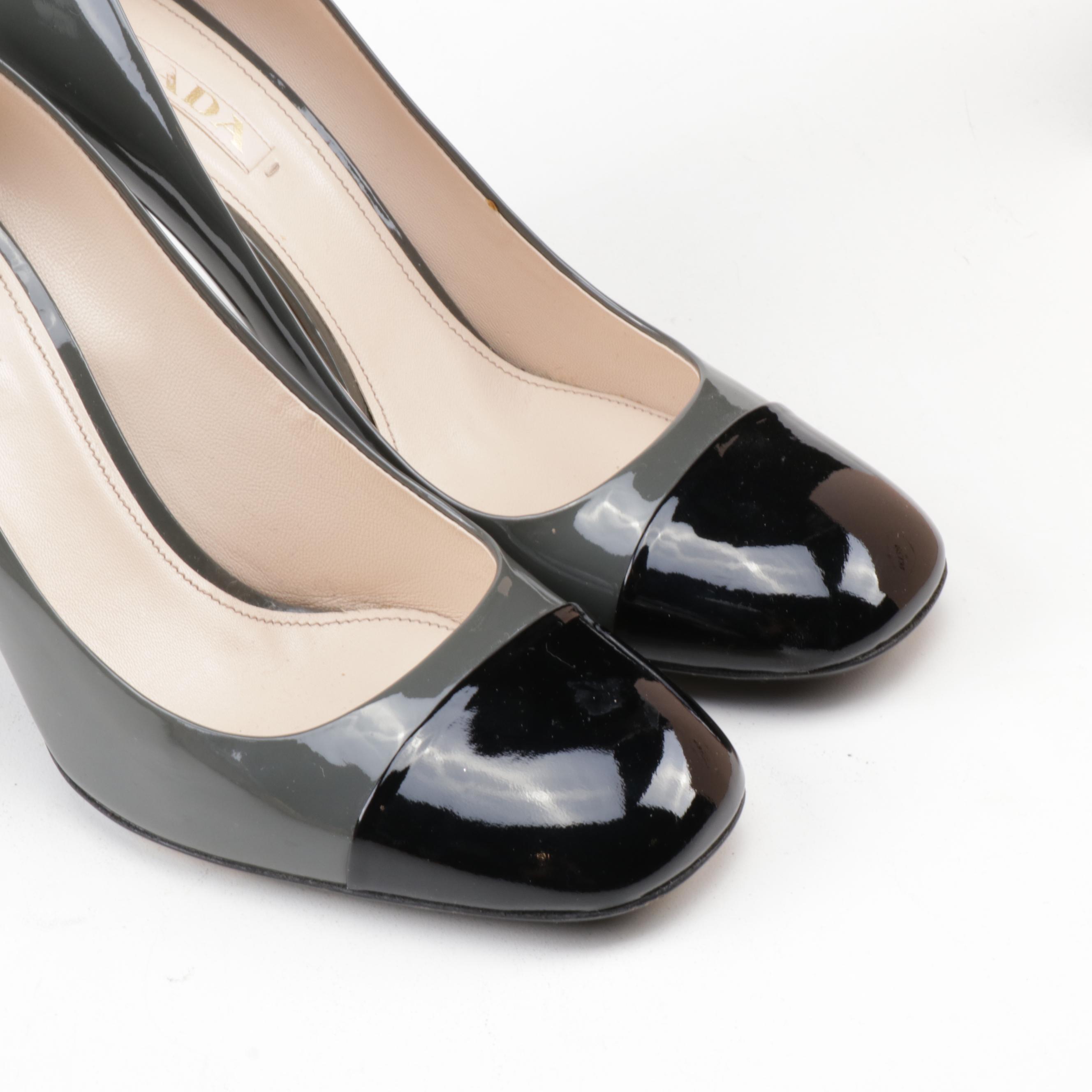 Prada Calzature Donna Two-Tone Patent Leather Pumps