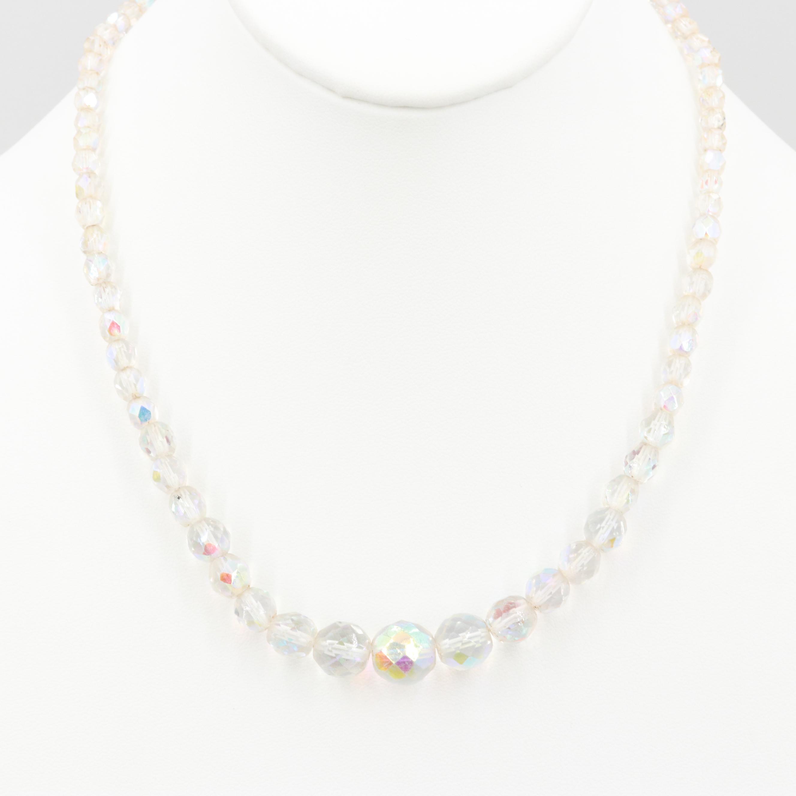 Graduated Facted Glass Bead Necklace