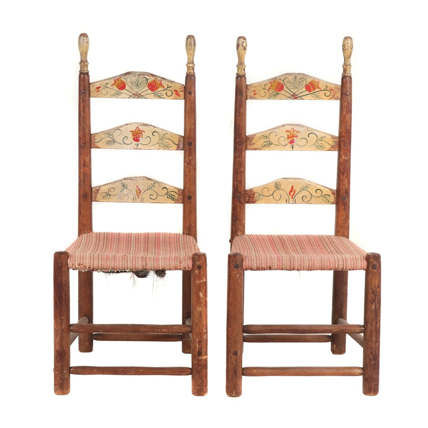 Hand-Made Pennsylvania Dutch Style Wooden Chairs