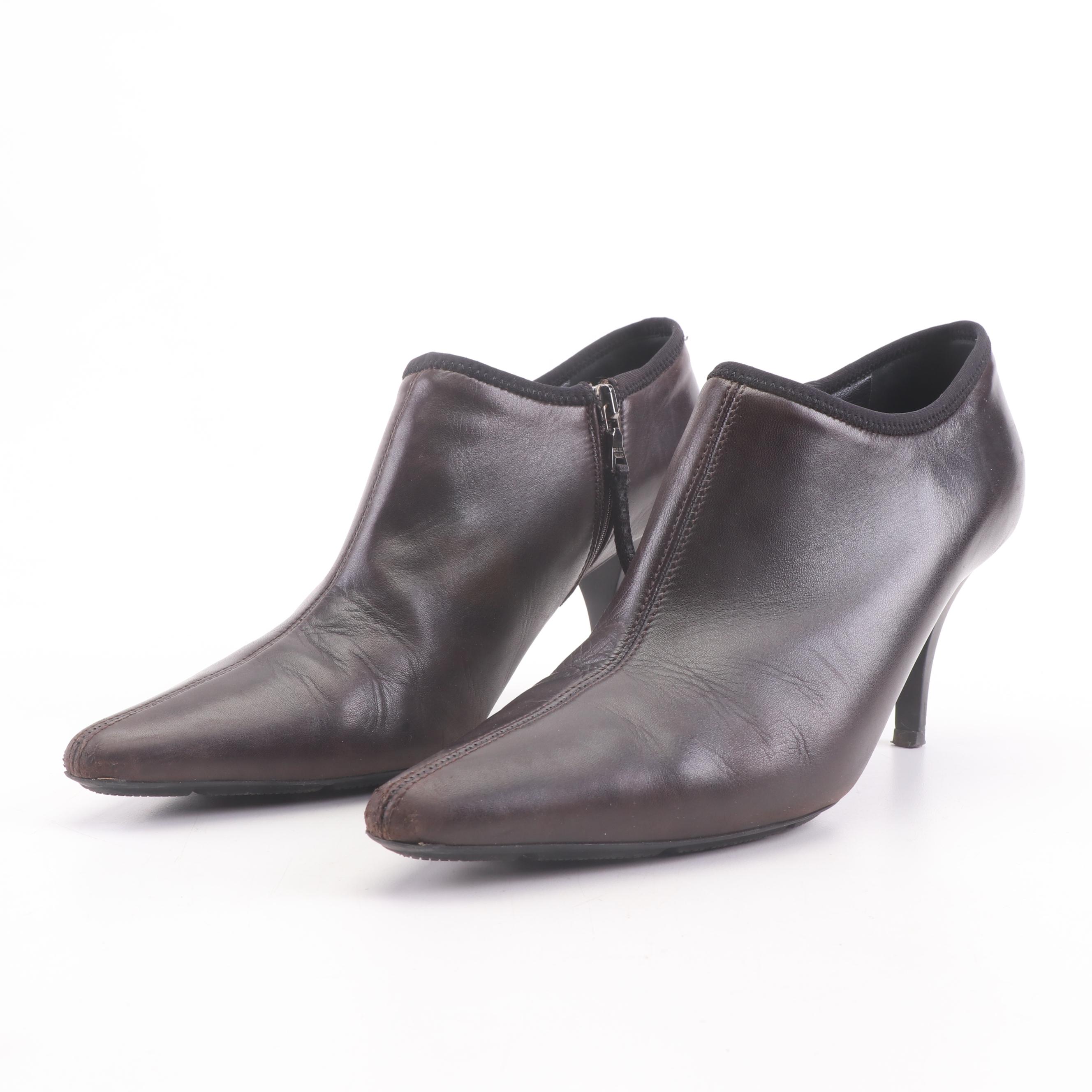 Prada Brown Leather Booties