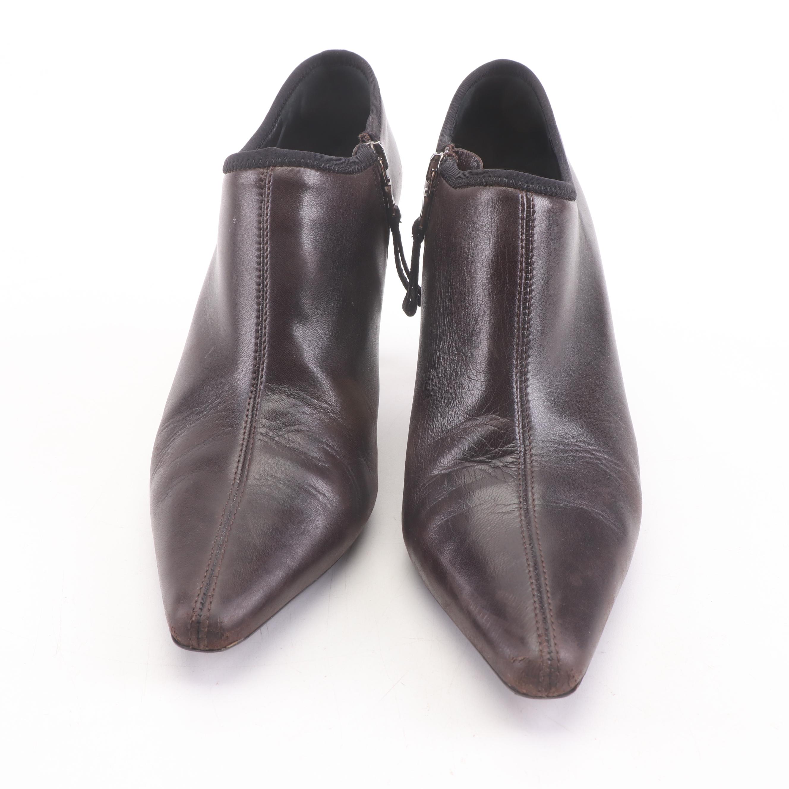 Prada Brown Leather Booties