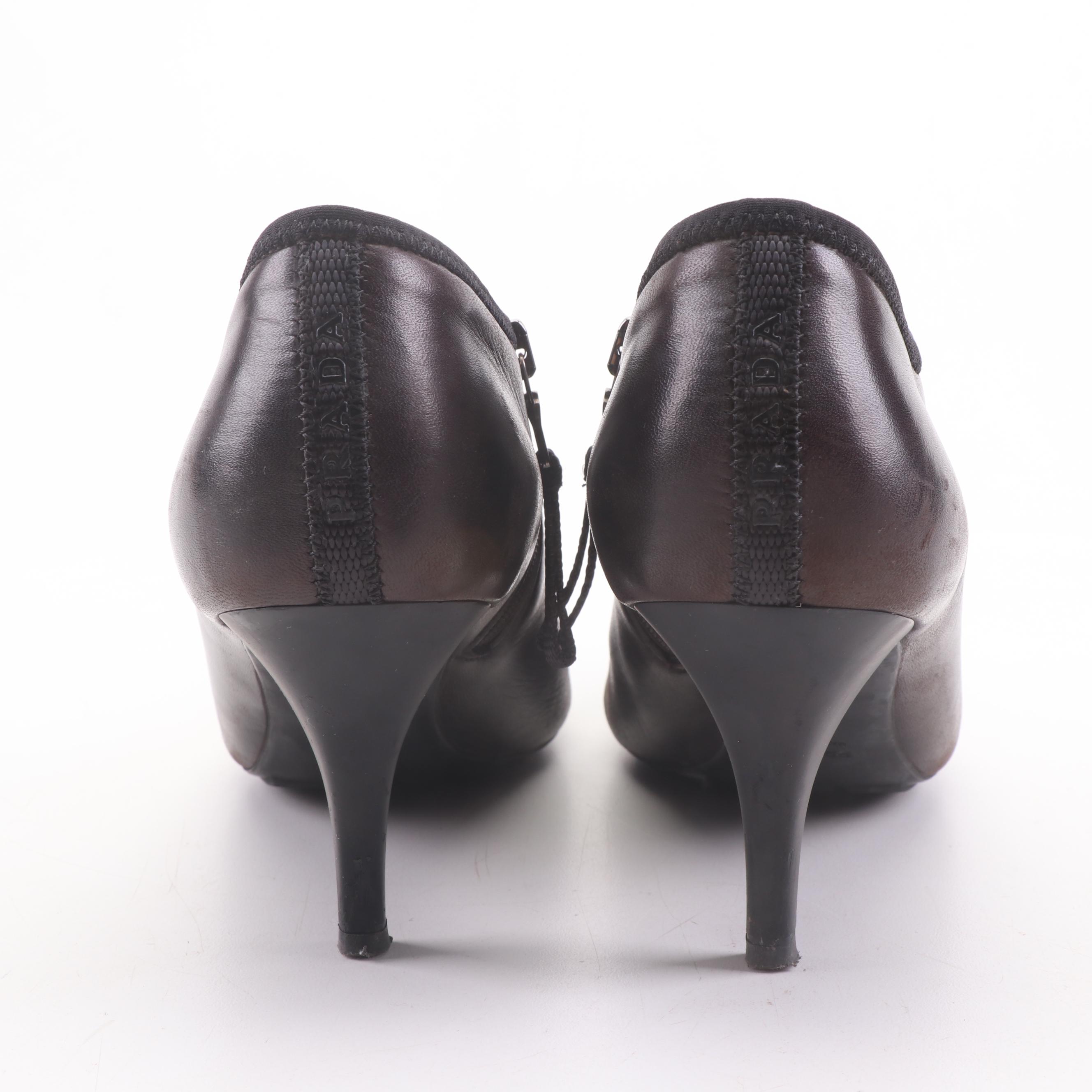 Prada Brown Leather Booties