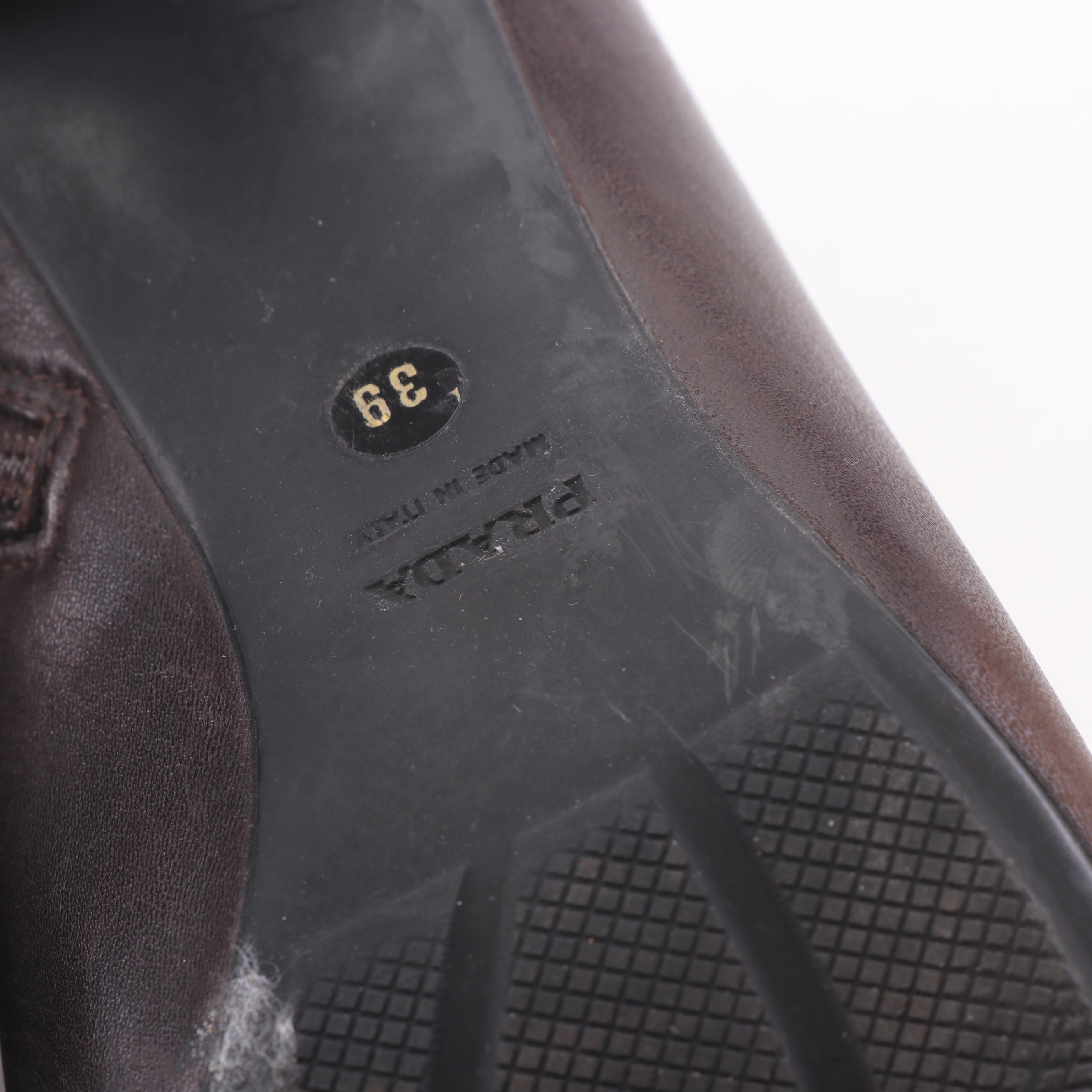 Prada Brown Leather Booties