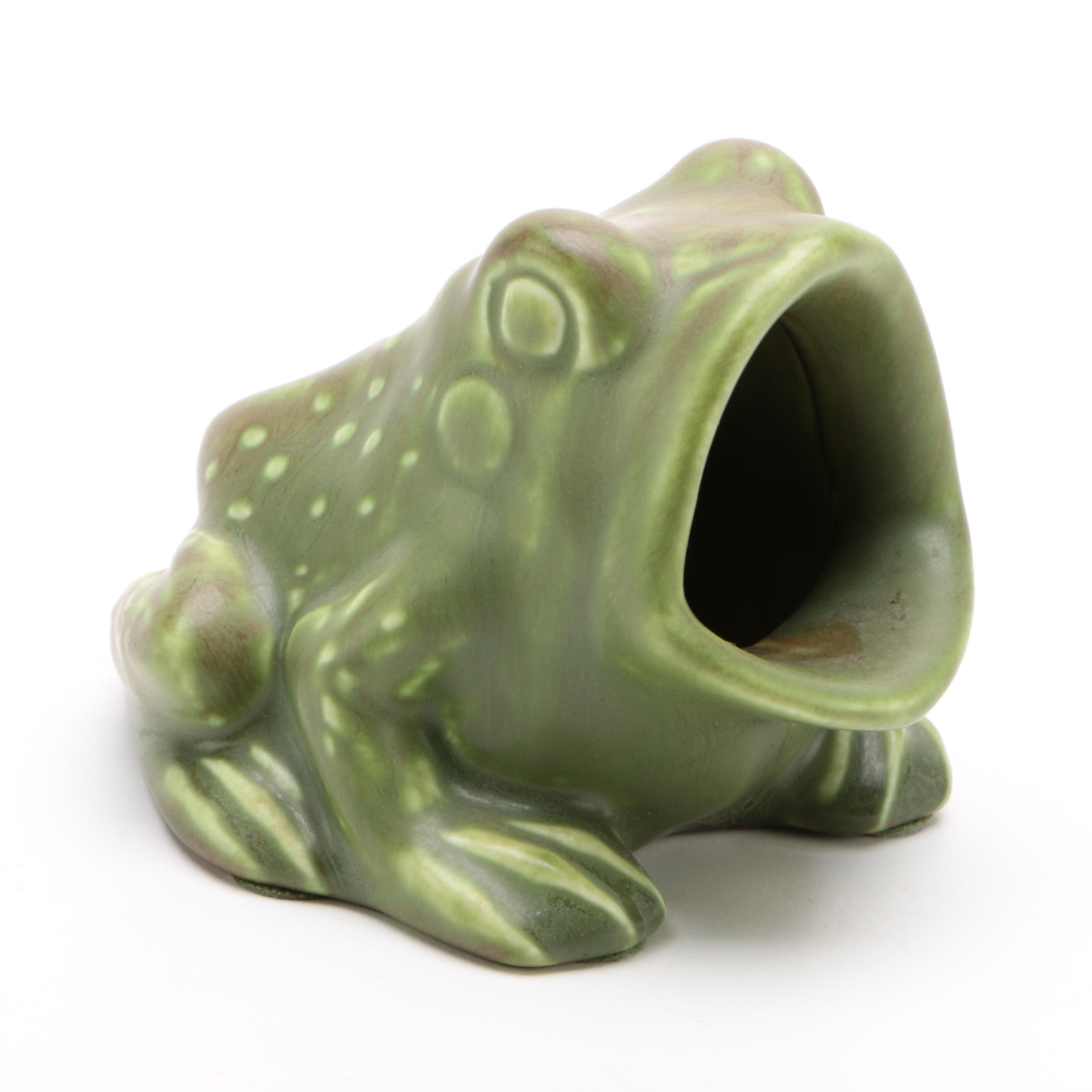 Rookwood Pottery Matte Green Frog Ash Tray, 1929
