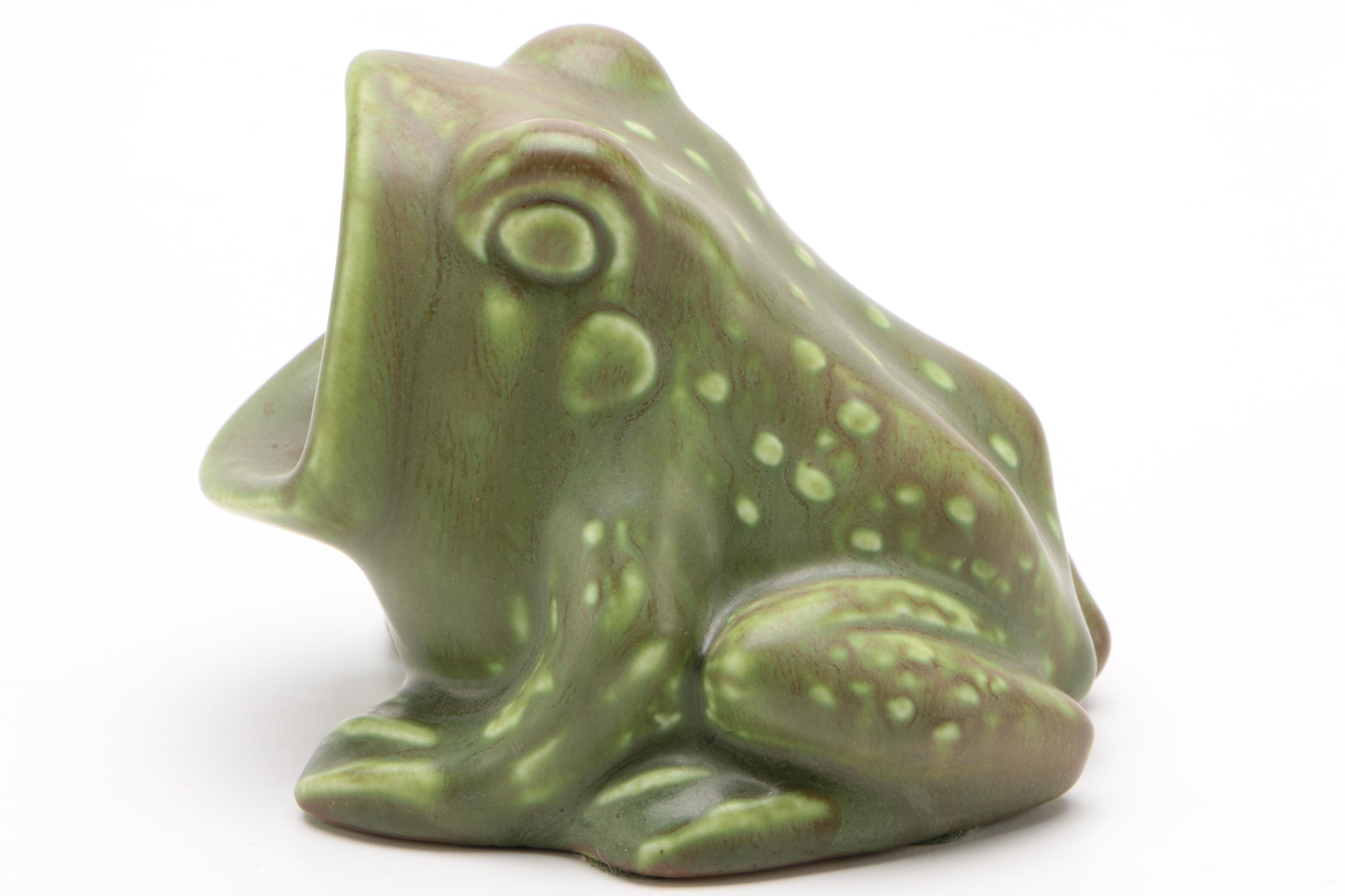 Rookwood Pottery Matte Green Frog Ash Tray, 1929