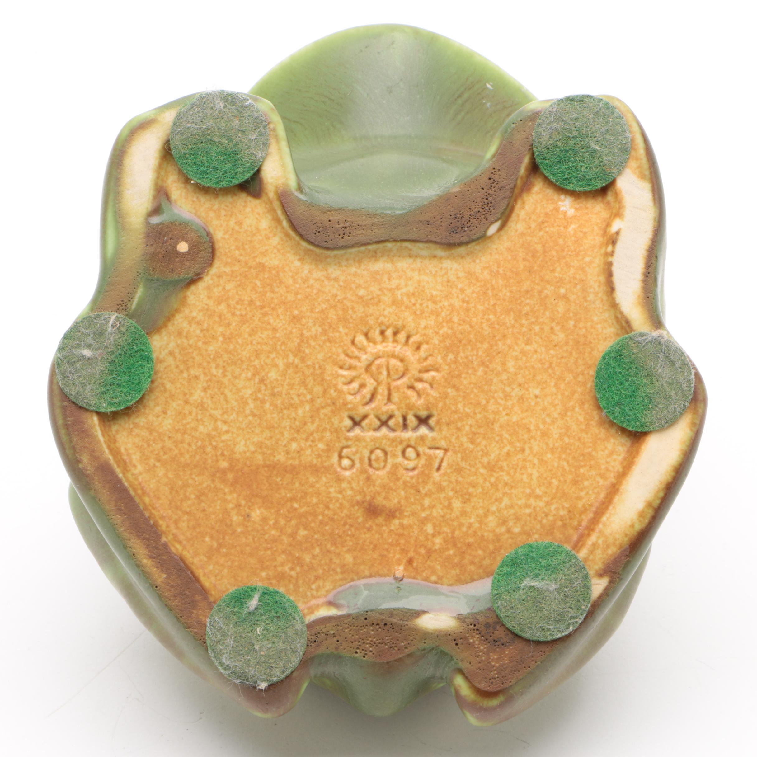 Rookwood Pottery Matte Green Frog Ash Tray, 1929