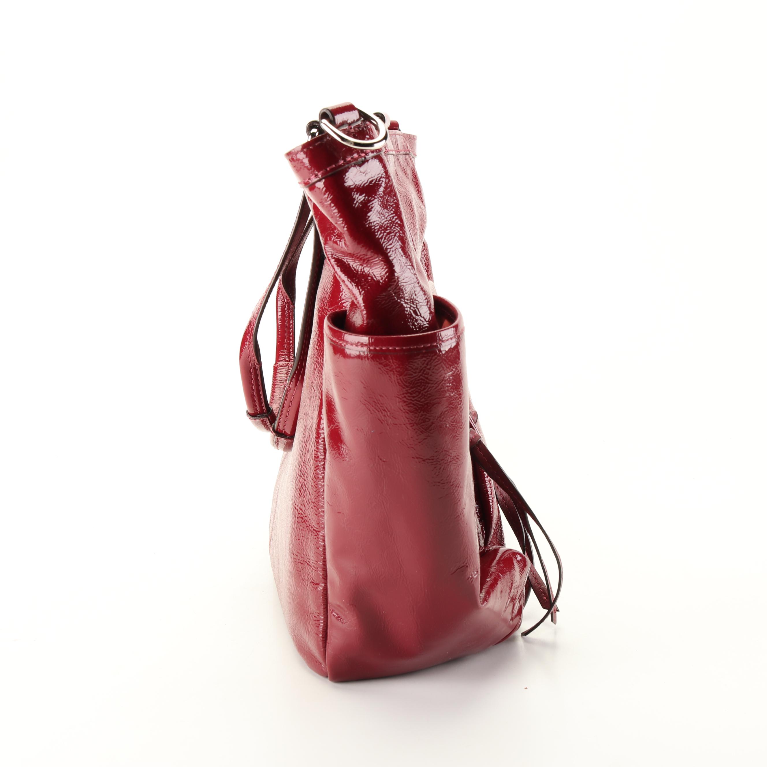 Coach Red Patent Leather Tote Shoulder Bag