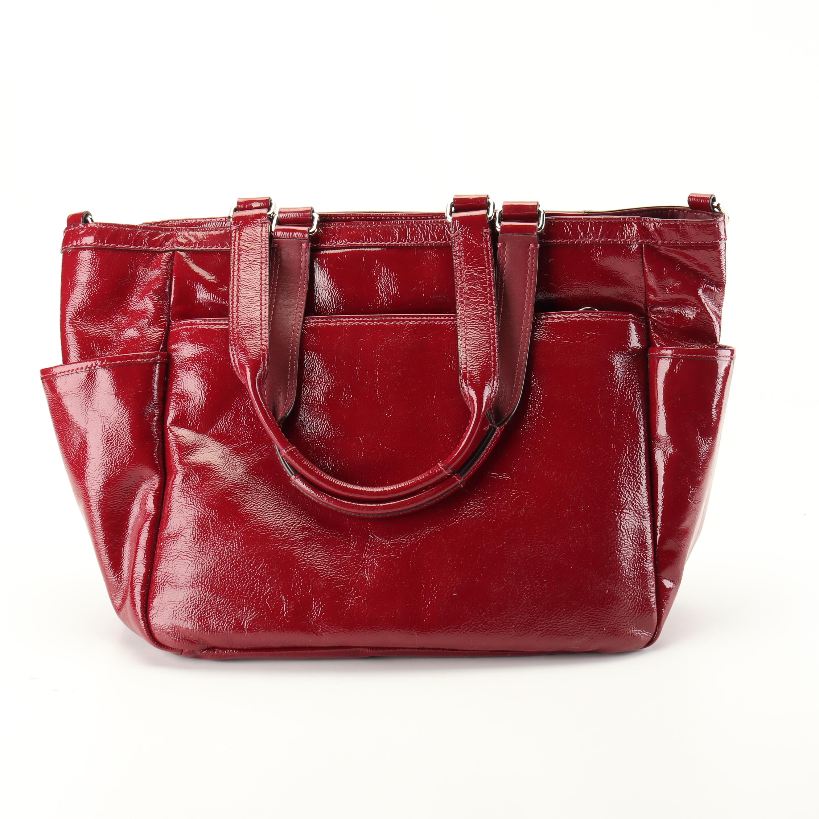 Coach Red Patent Leather Tote Shoulder Bag