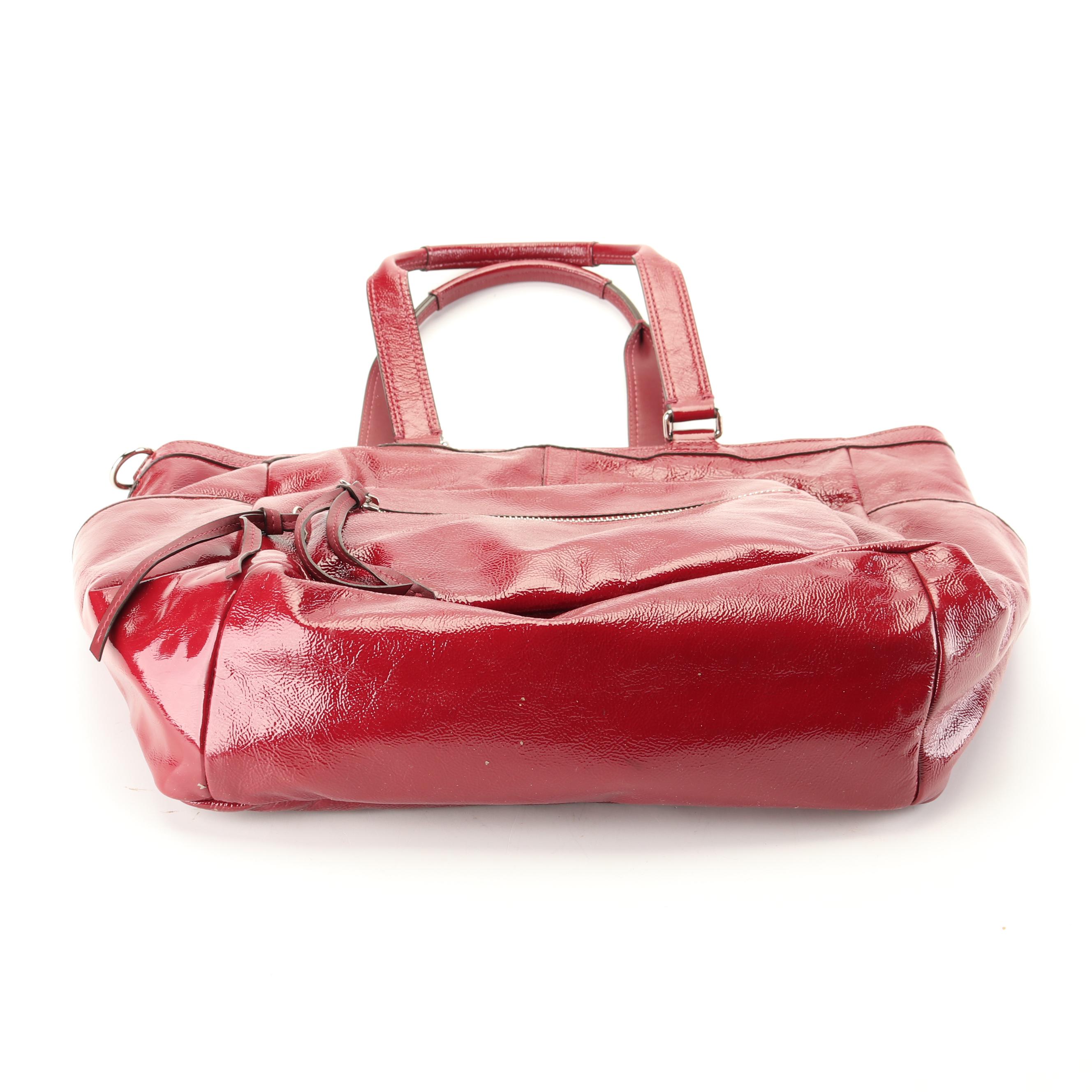Coach Red Patent Leather Tote Shoulder Bag