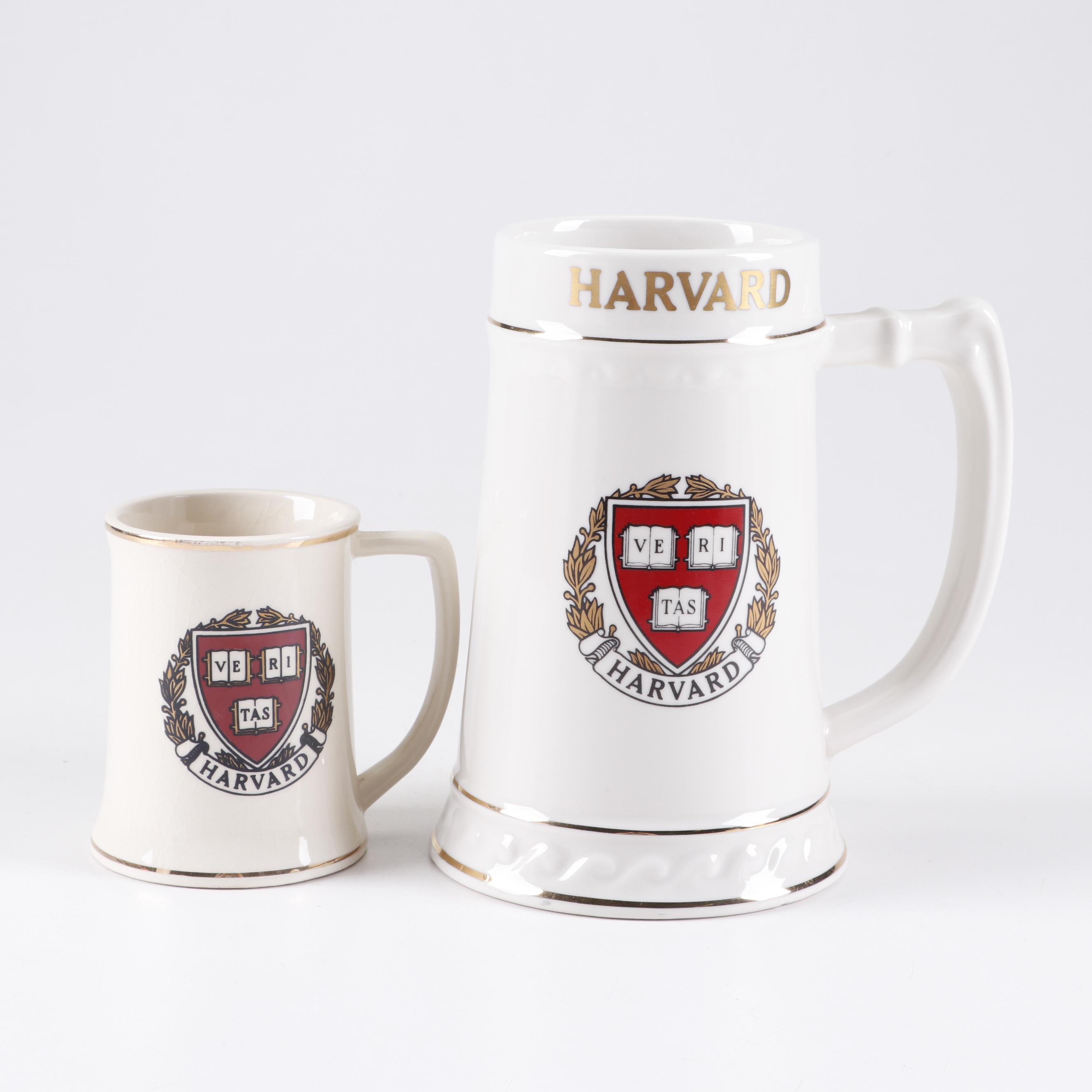 Harvard University Souvenir Collector's Plates, Beer Mugs, and Coin Bank