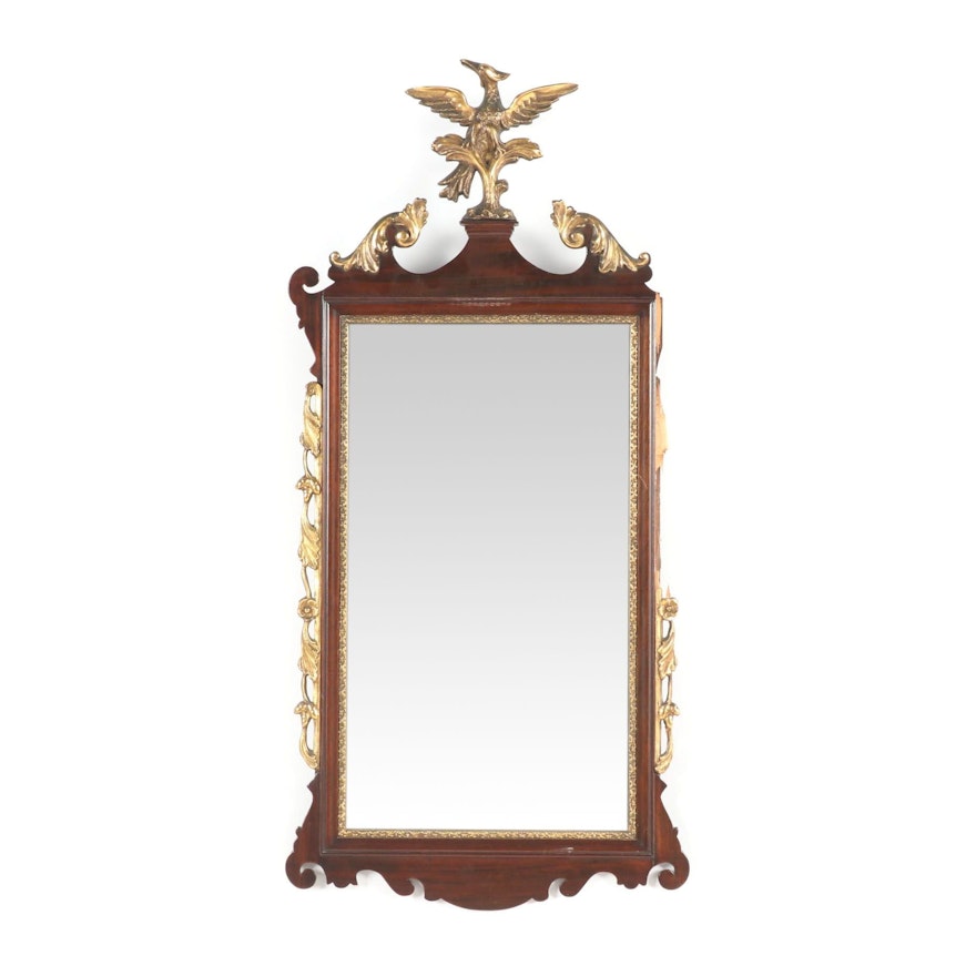 Chippendale Style Parcel Gilt Mahogany Wall Mirror
