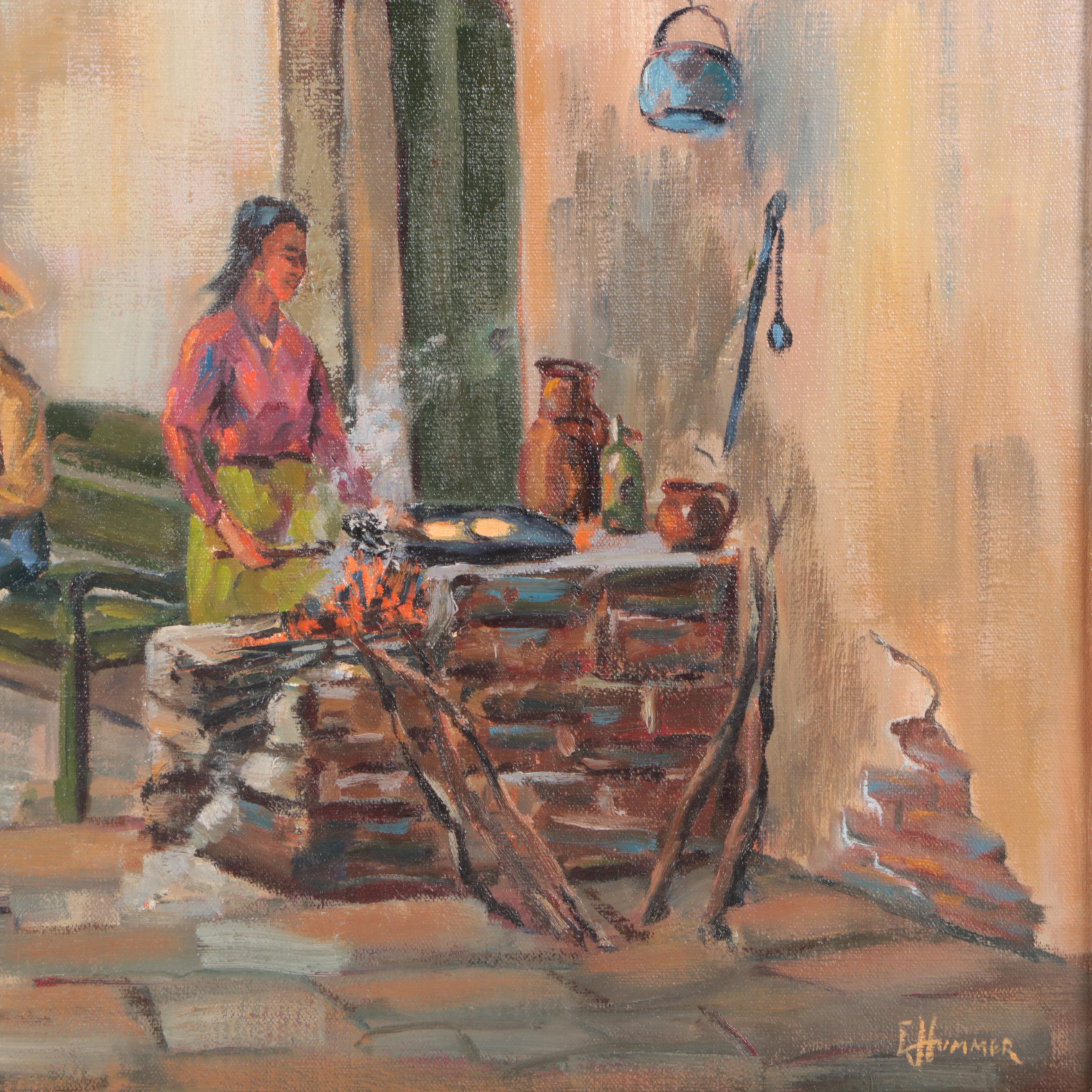Judge Edward J. Hummer Oil Painting "Tortillas at Evening"