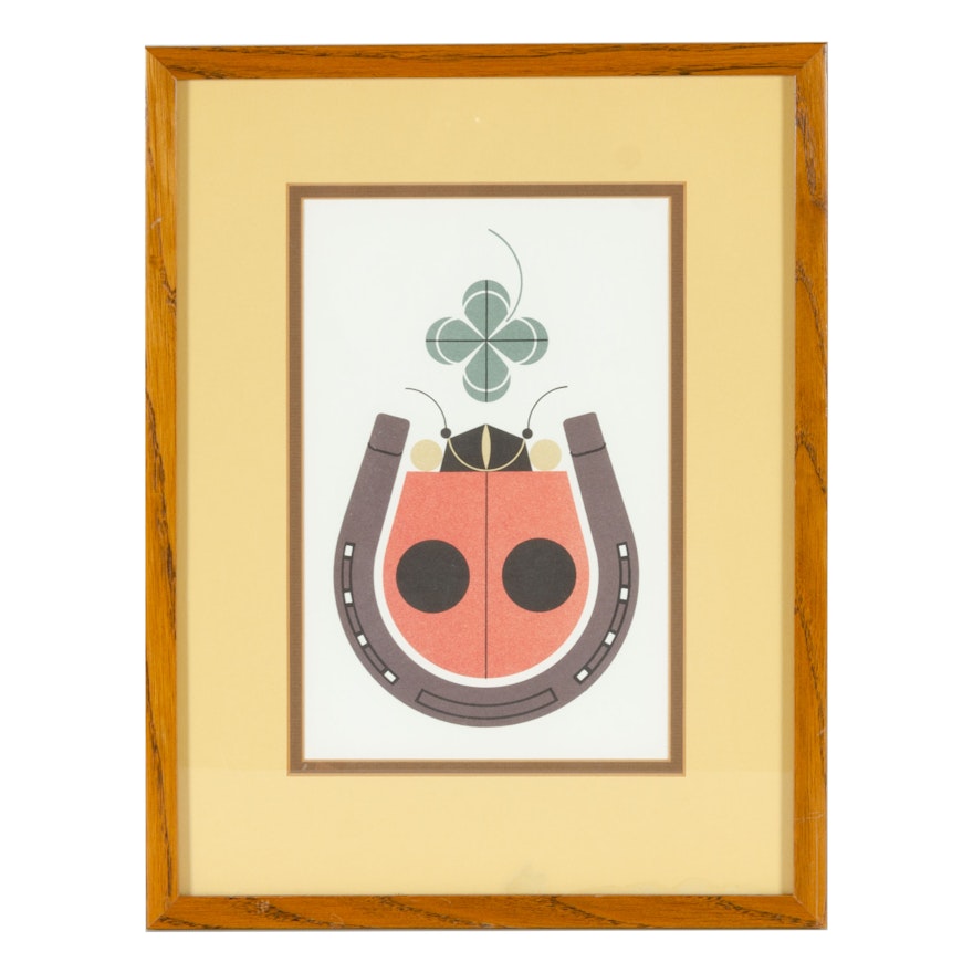 Color Lithograph after Charley Harper "Lucky Ladybug"