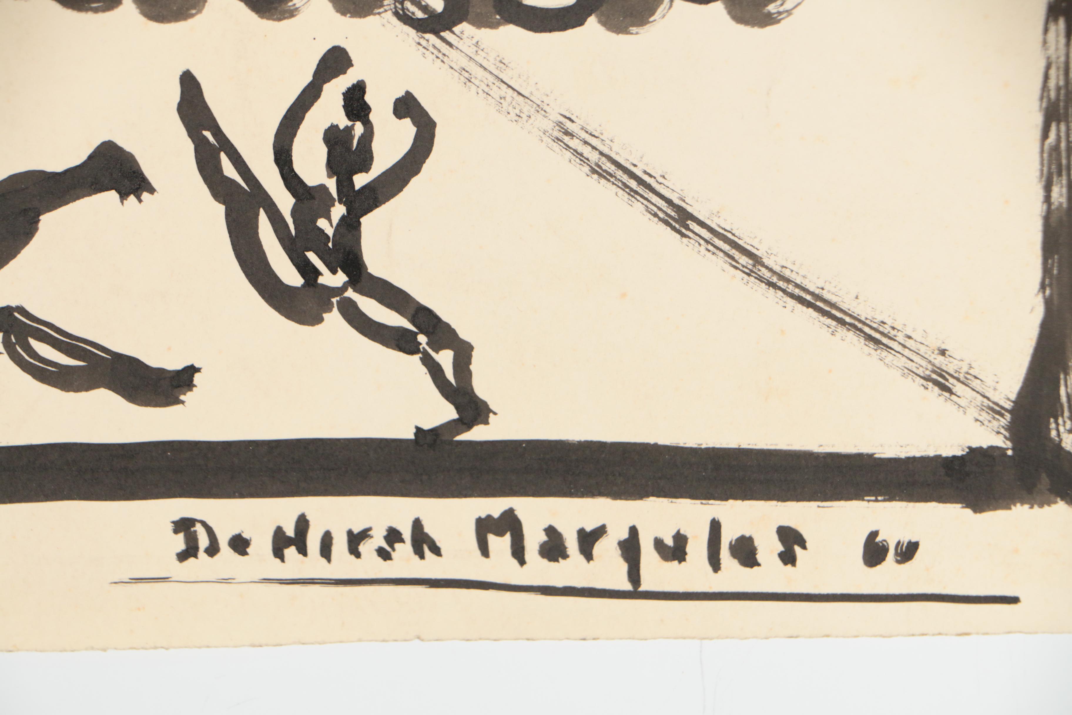 De Hirsh Margules 1960 Abstract Ink Painting