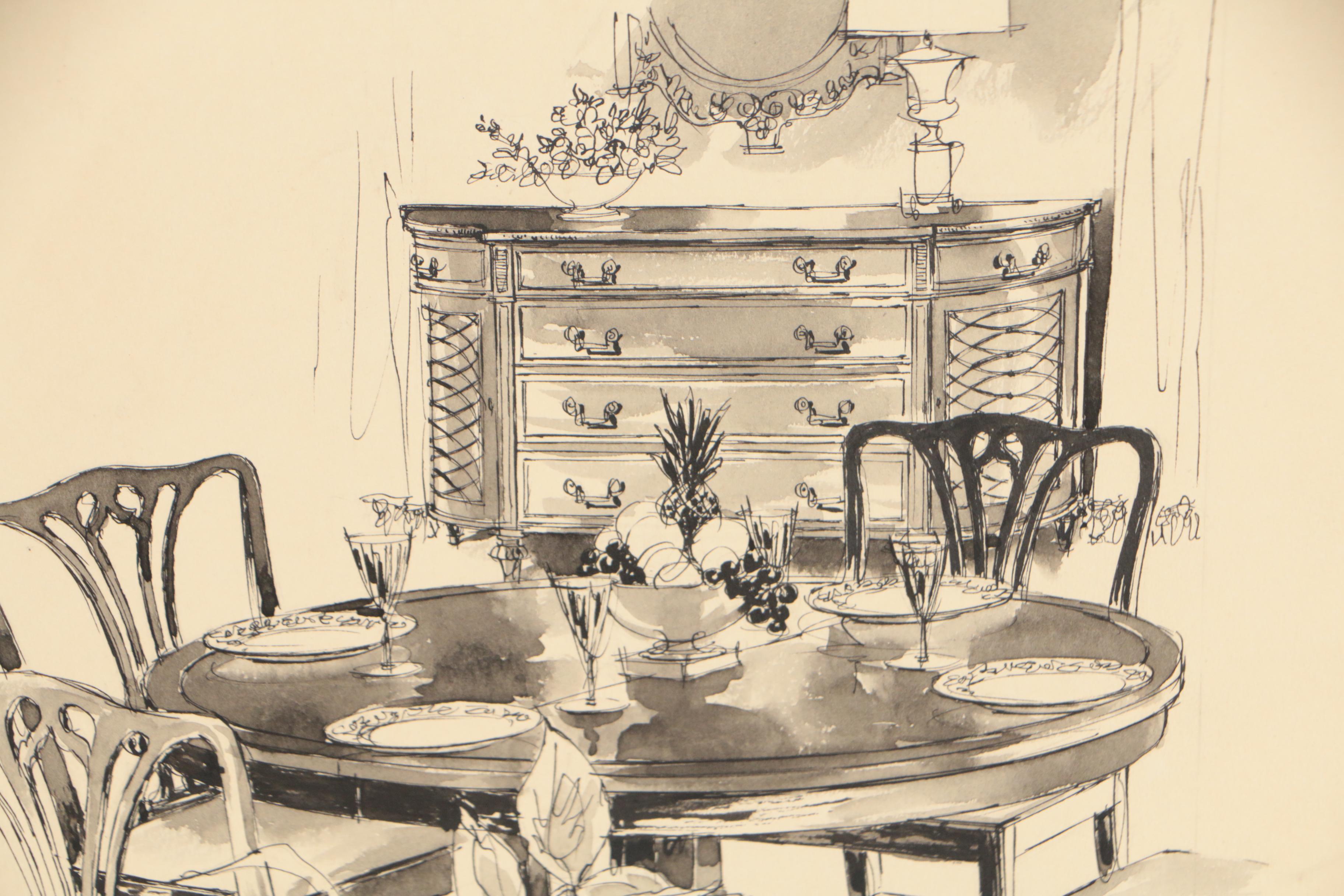 Max Walter Furniture Design Illustrations for W. & J. Sloane