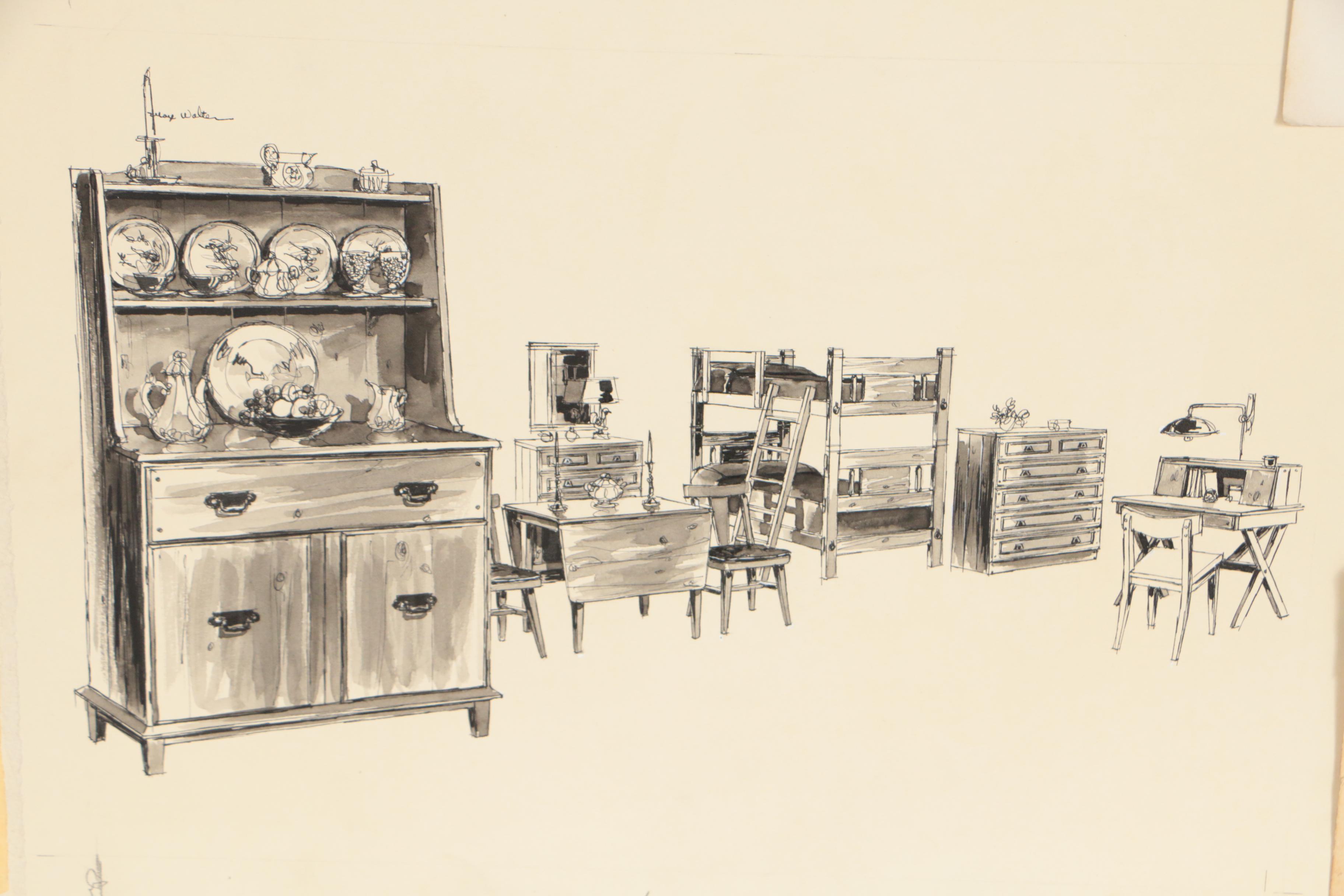Max Walter Furniture Design Illustrations for W. & J. Sloane
