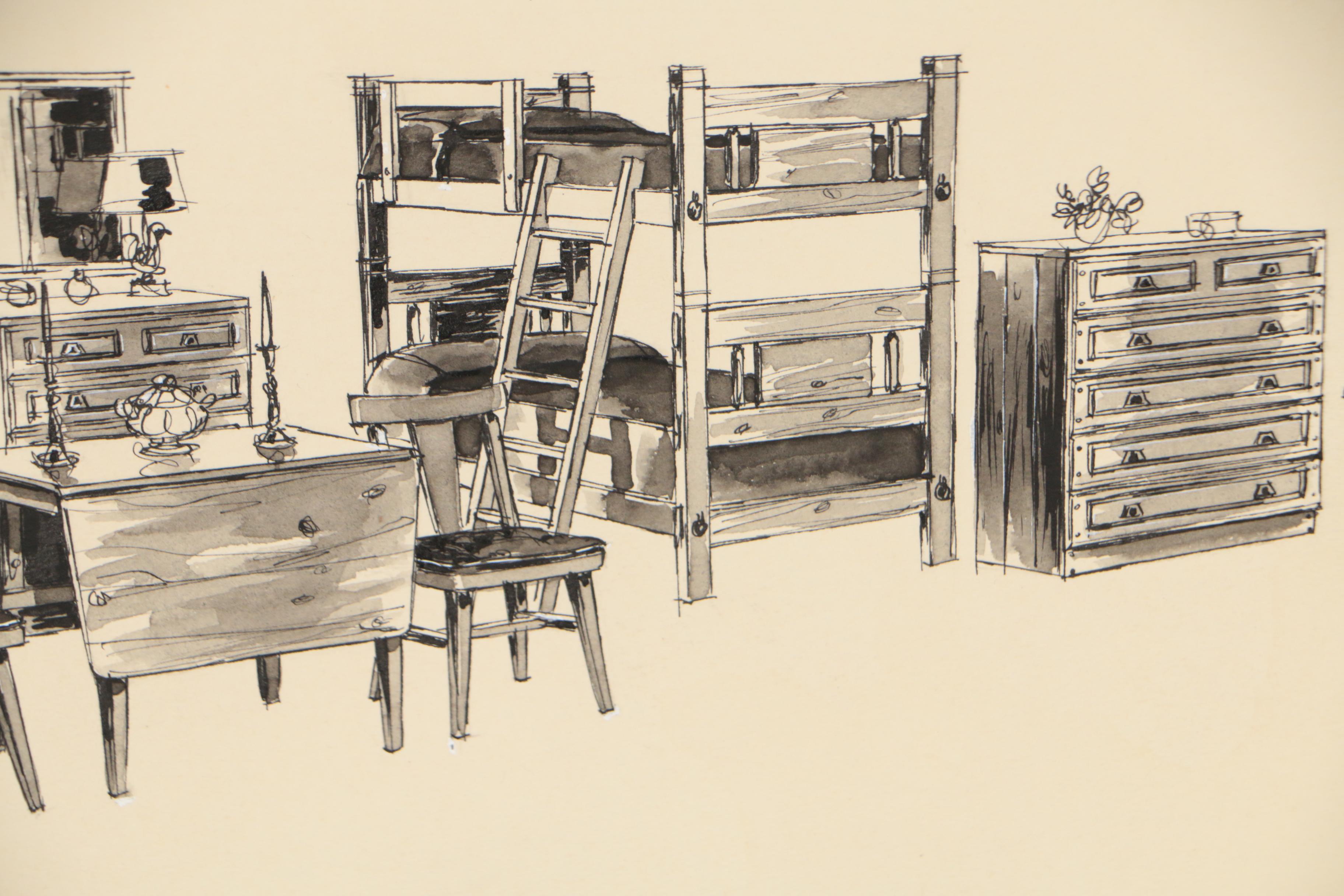 Max Walter Furniture Design Illustrations for W. & J. Sloane