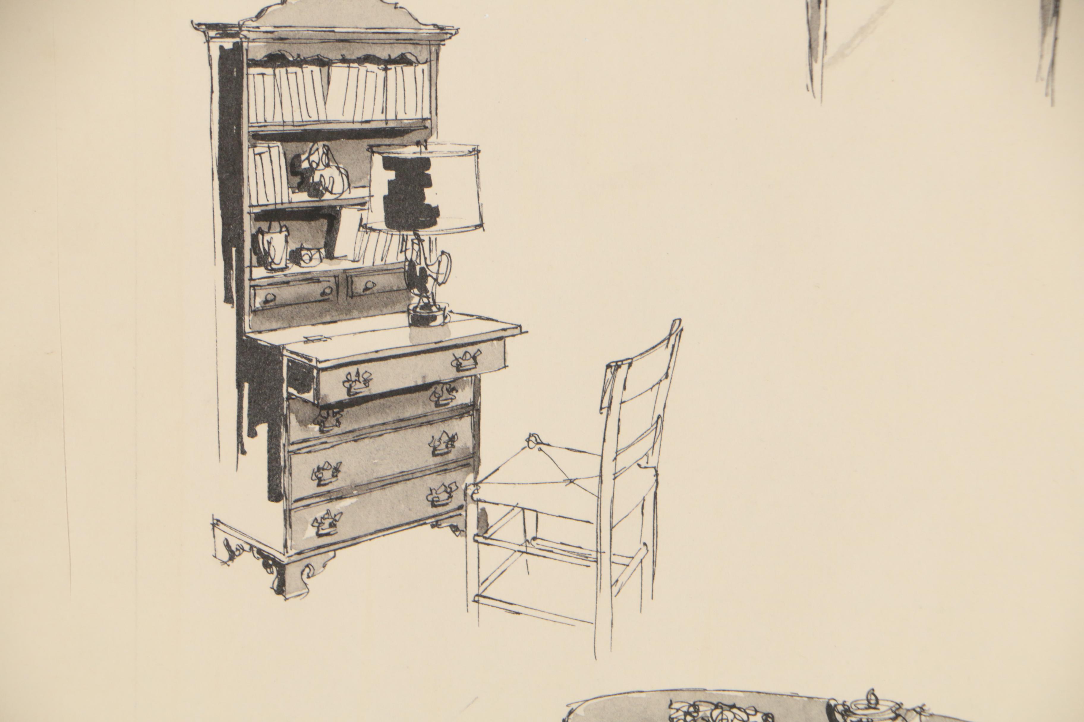 Max Walter Furniture Design Illustrations for W. & J. Sloane