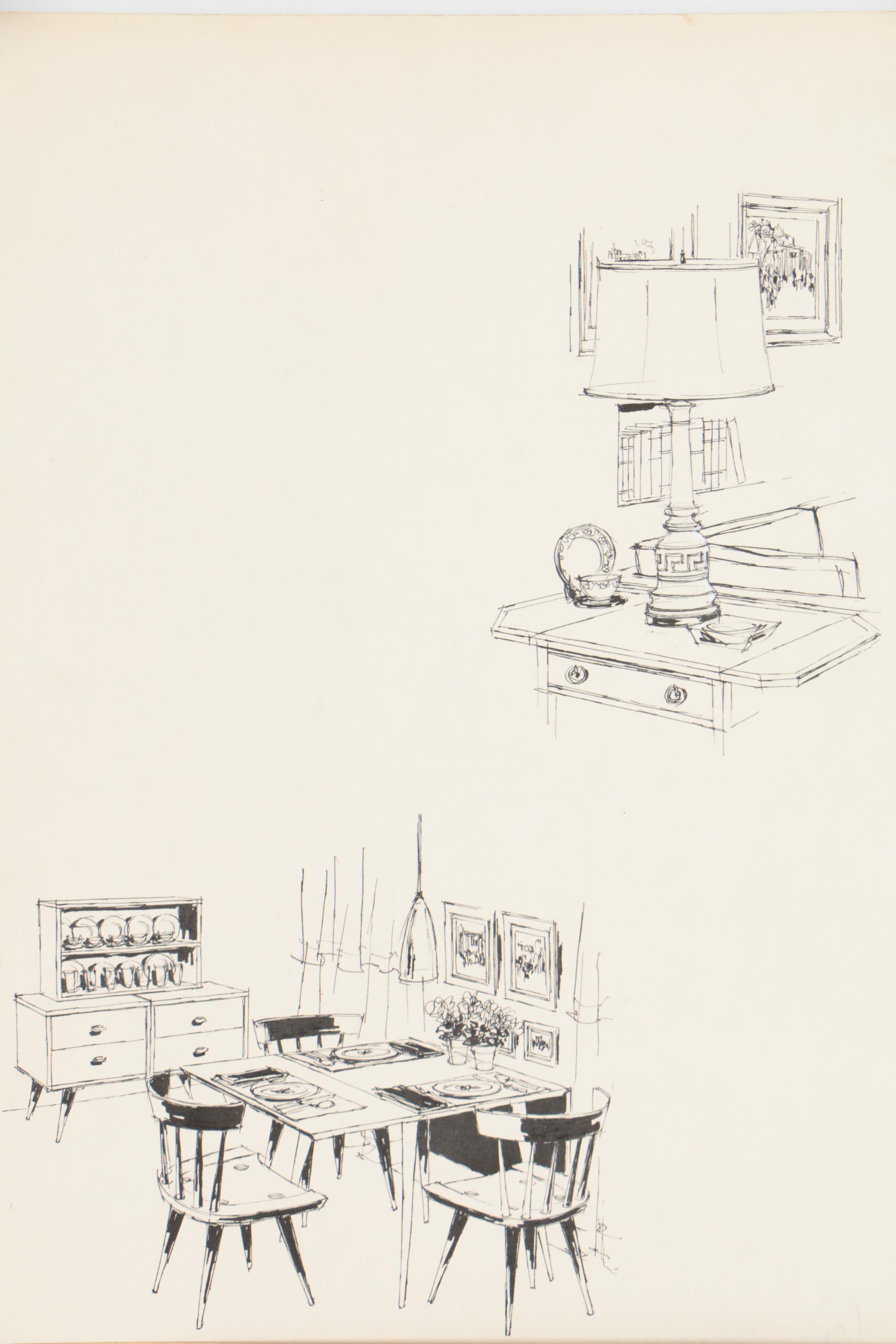 Max Walter Furniture Design Illustrations for W. & J. Sloane